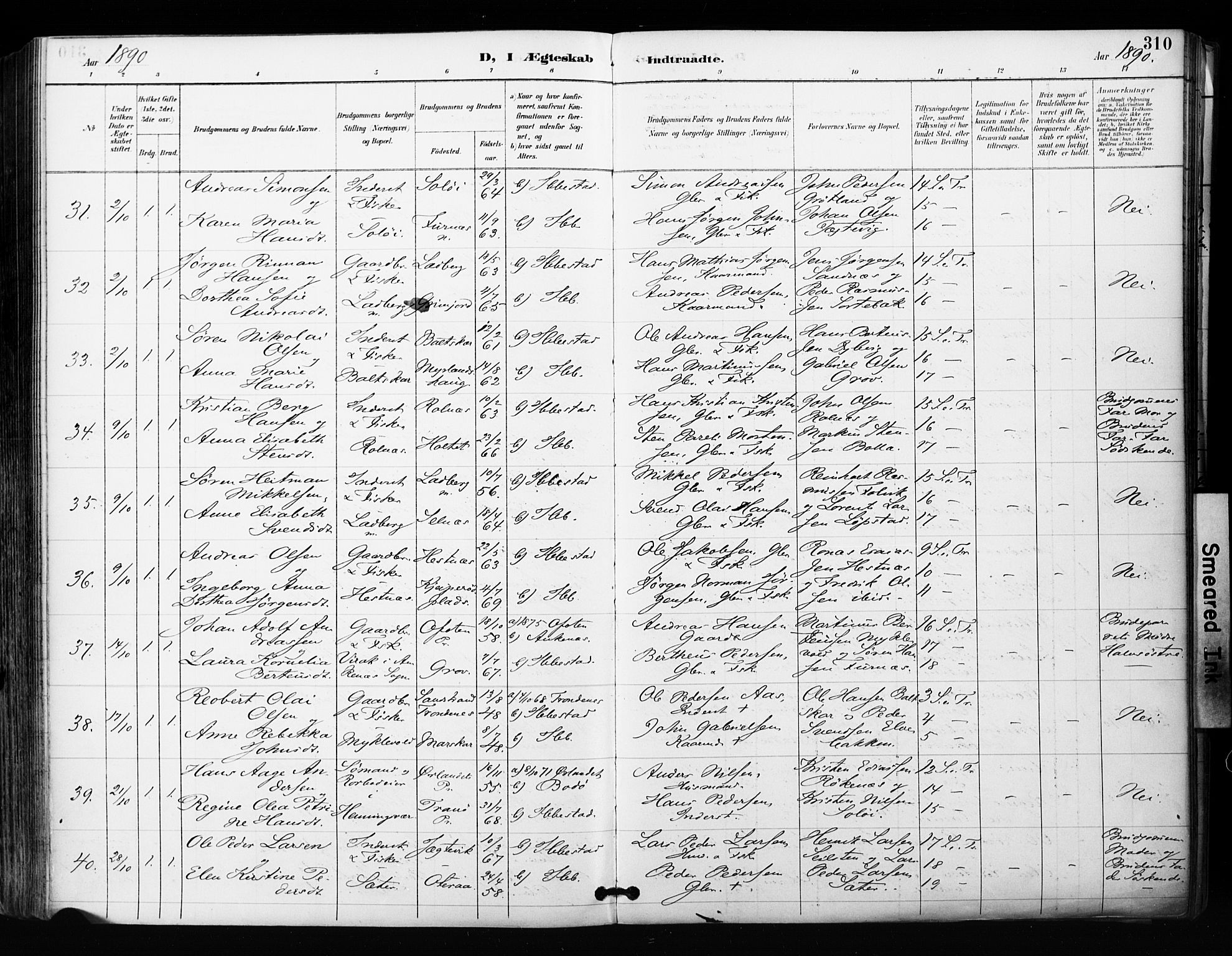 Ibestad sokneprestembete, SATØ/S-0077/H/Ha/Haa/L0012kirke: Parish register (official) no. 12, 1890-1900, p. 310