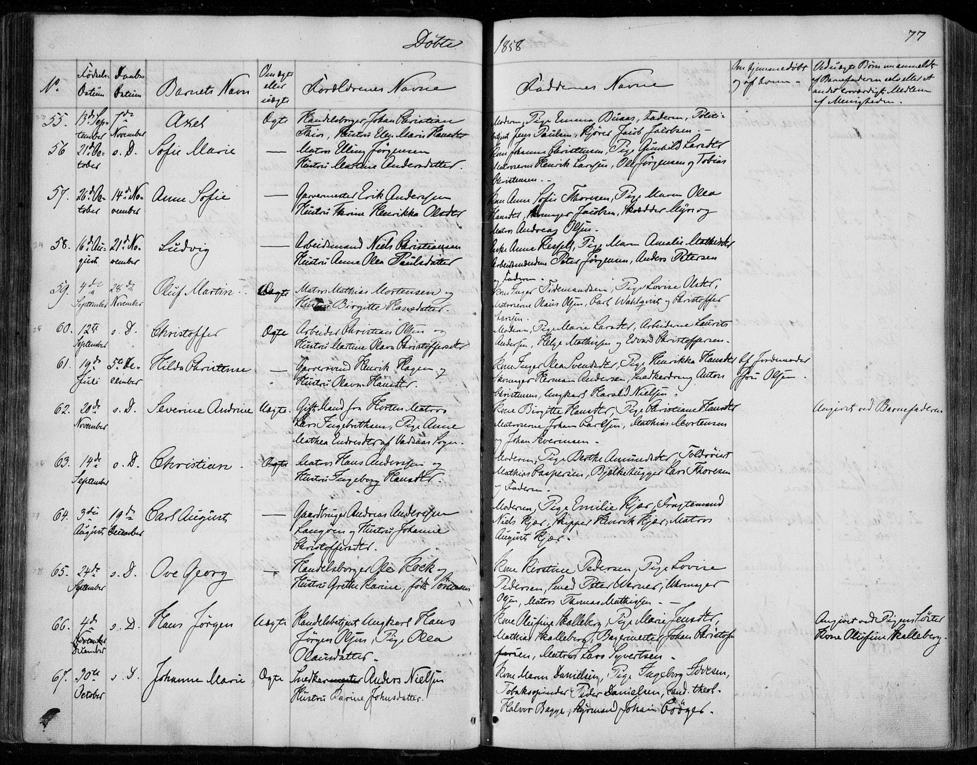 Holmestrand kirkebøker, AV/SAKO-A-346/F/Fa/L0002: Parish register (official) no. 2, 1840-1866, p. 77