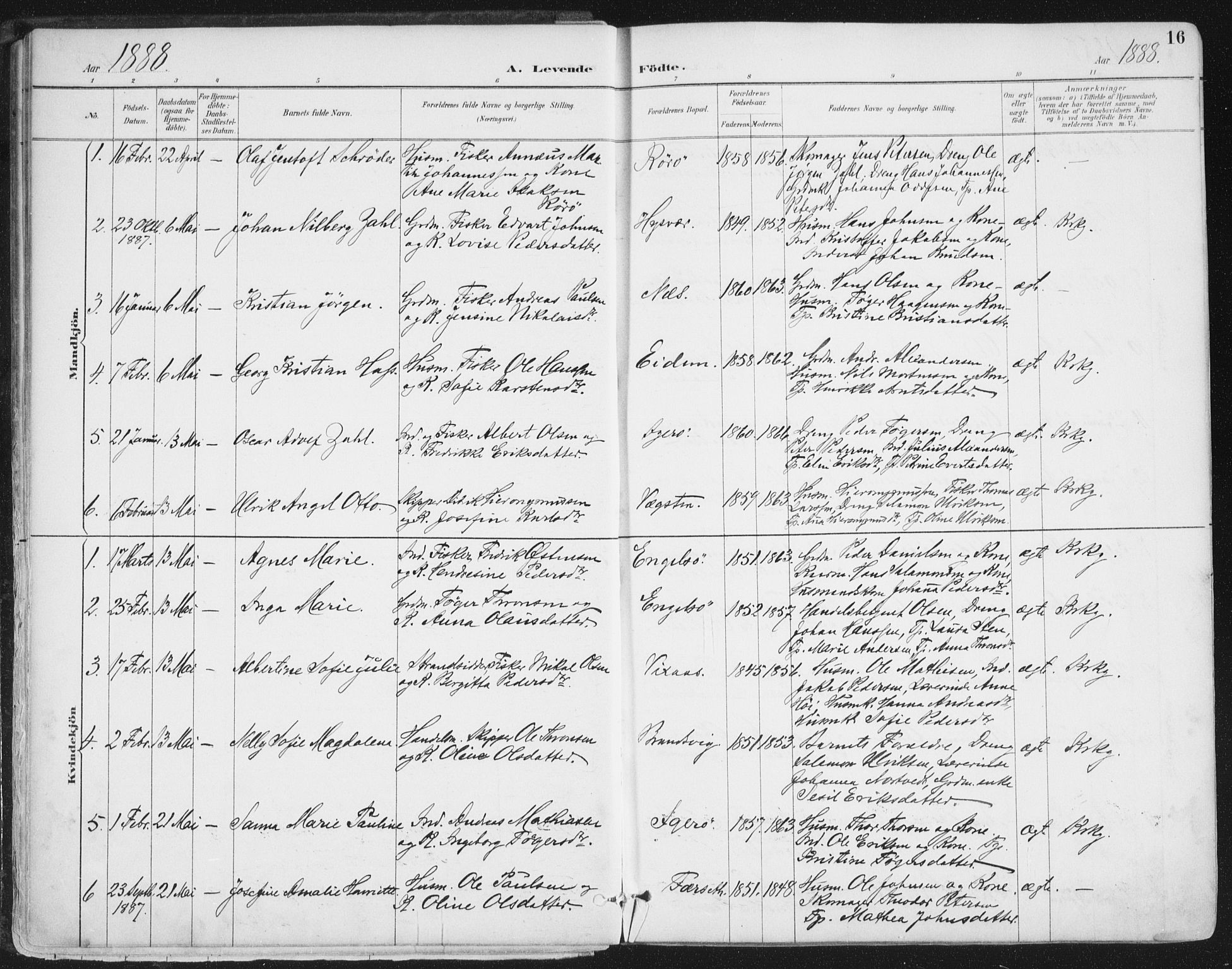 Ministerialprotokoller, klokkerbøker og fødselsregistre - Nordland, AV/SAT-A-1459/816/L0244: Parish register (official) no. 816A10, 1886-1903, p. 16