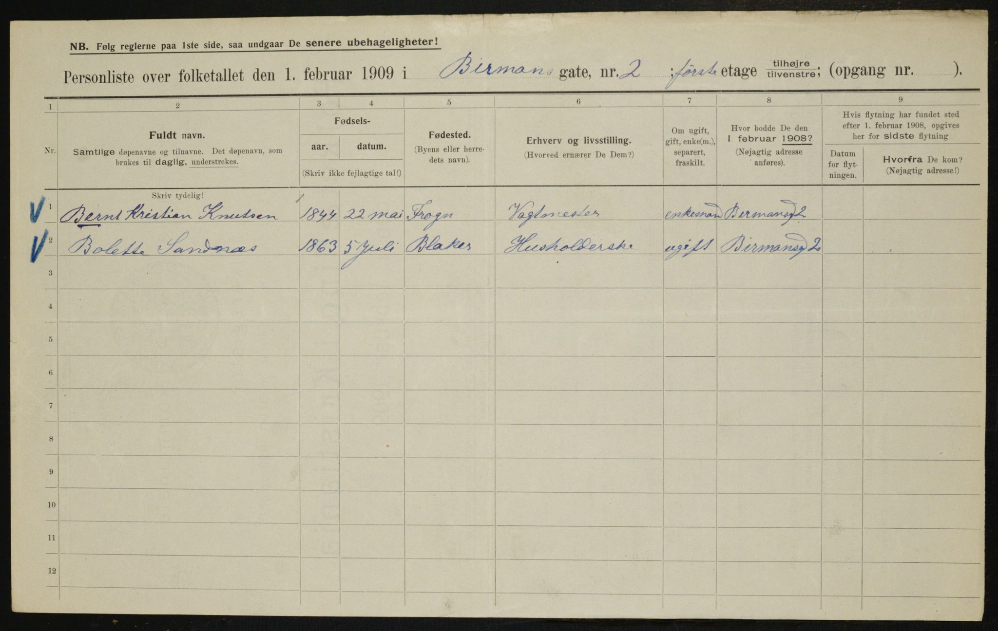 OBA, Municipal Census 1909 for Kristiania, 1909, p. 4424