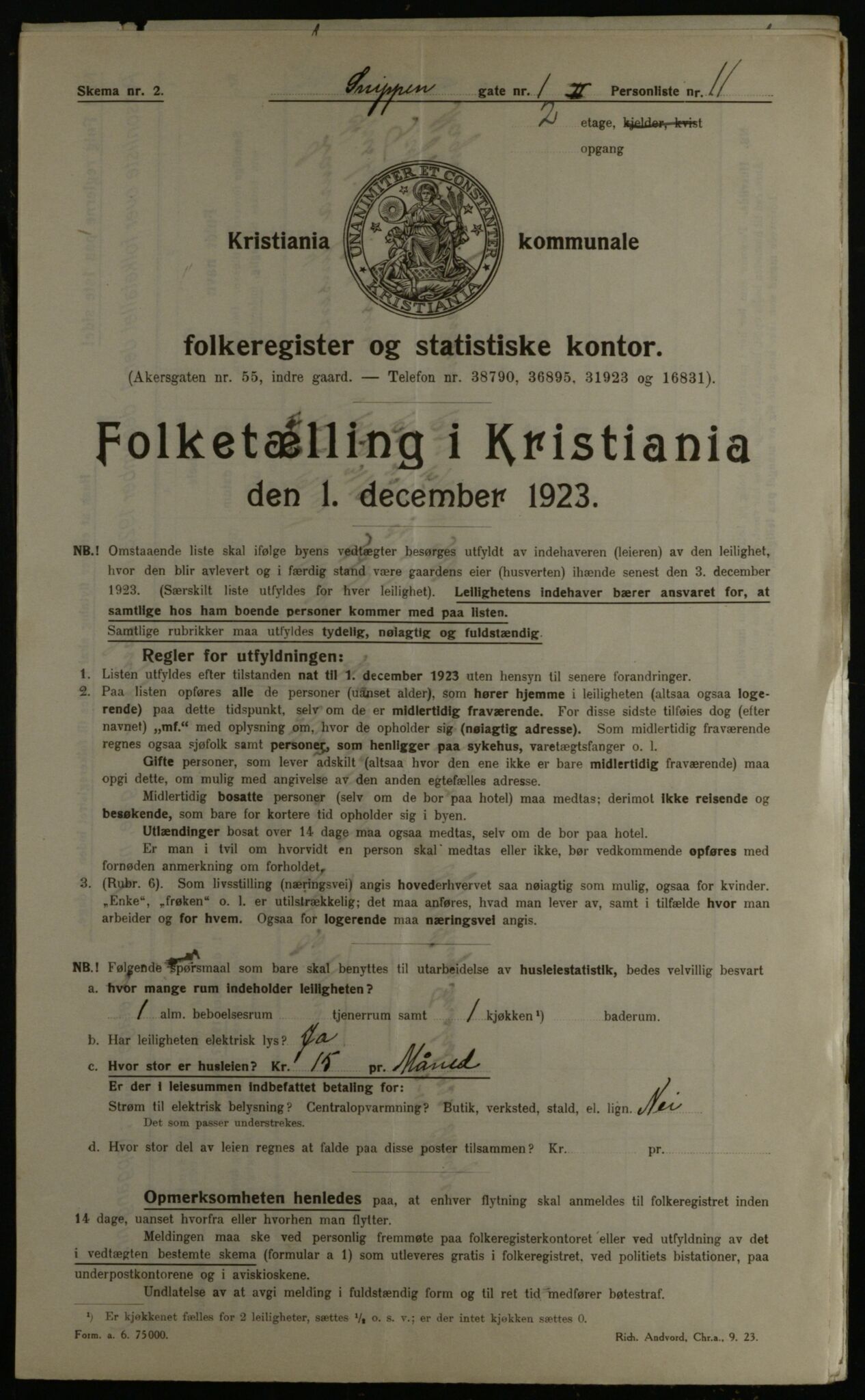 OBA, Municipal Census 1923 for Kristiania, 1923, p. 108073