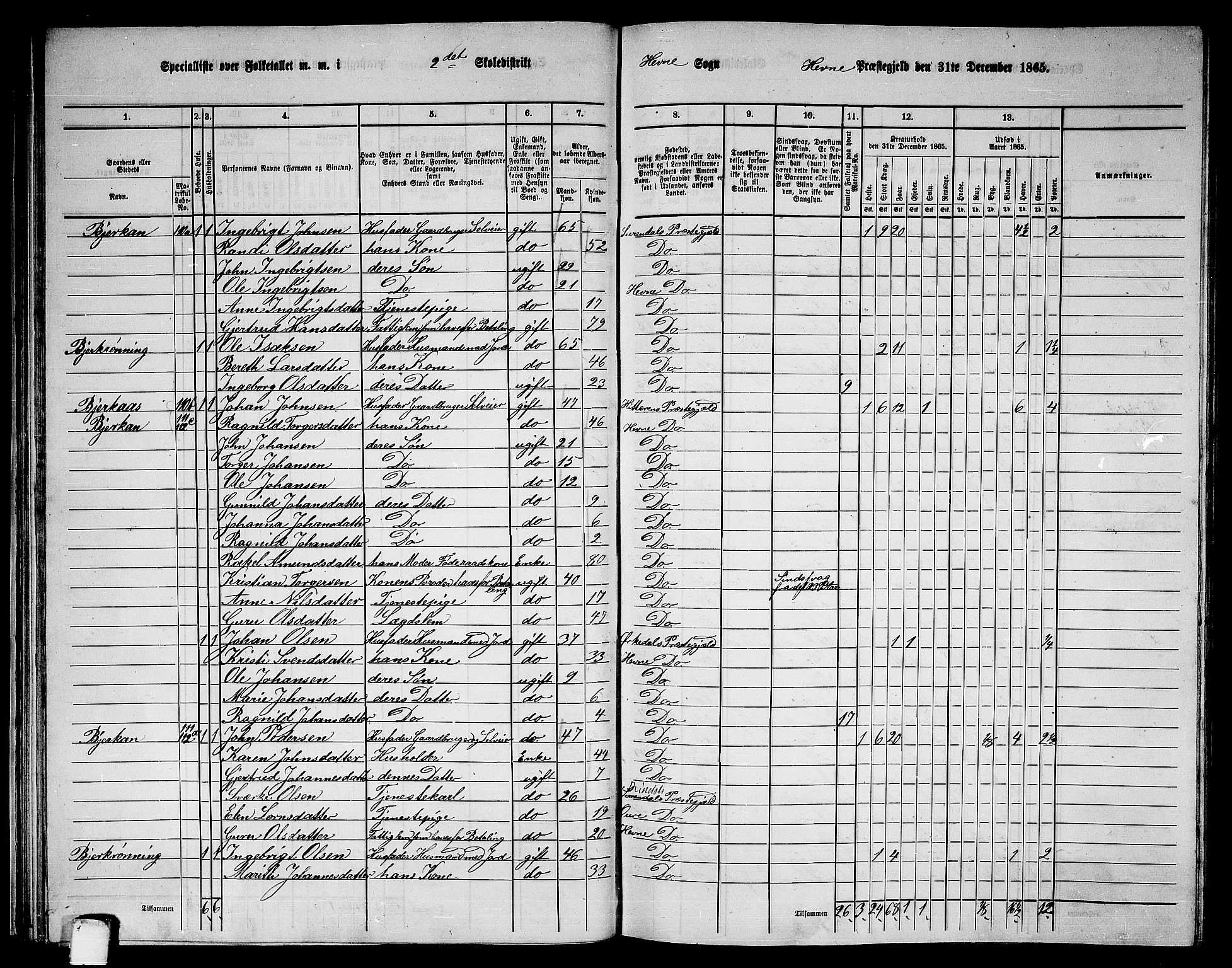 RA, 1865 census for Hemne, 1865, p. 49