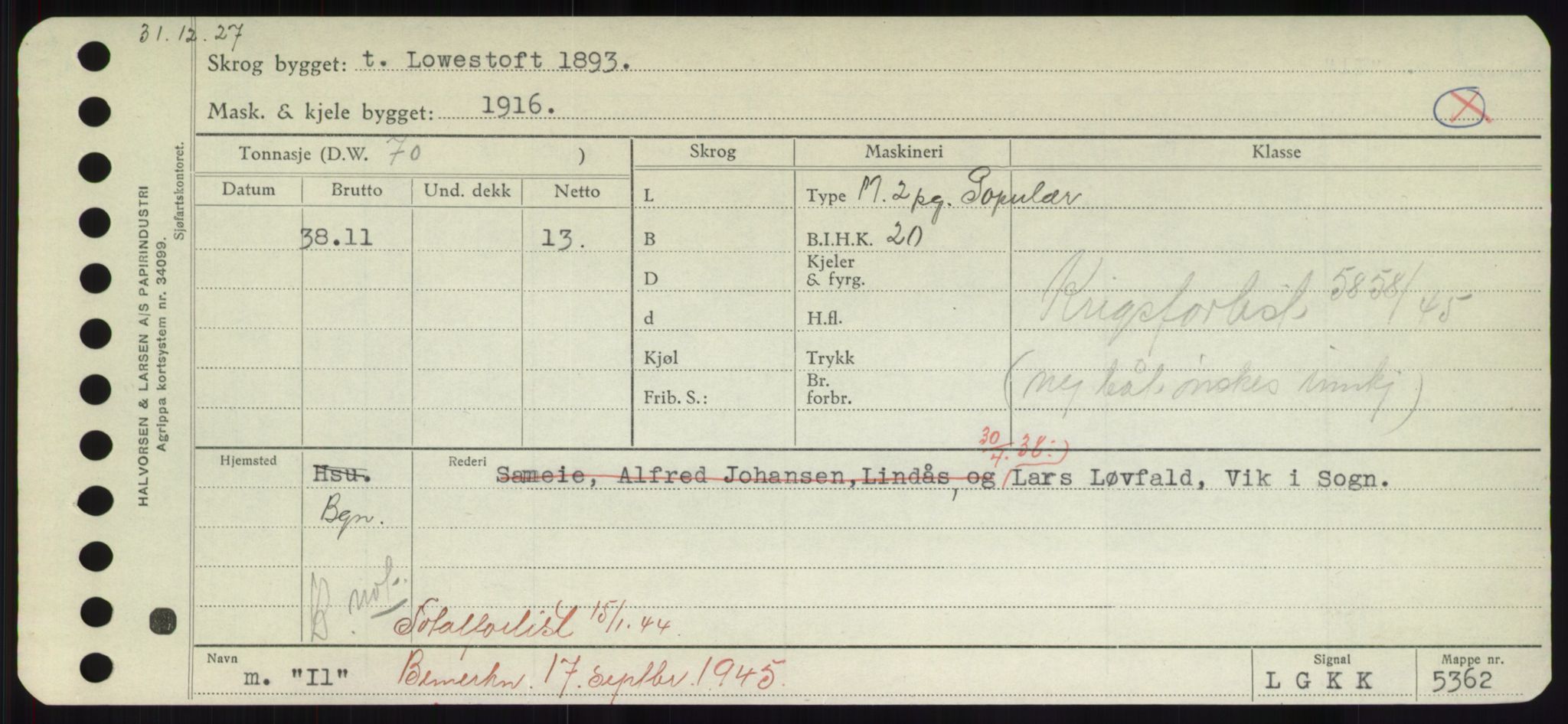 Sjøfartsdirektoratet med forløpere, Skipsmålingen, RA/S-1627/H/Hd/L0018: Fartøy, I, p. 75