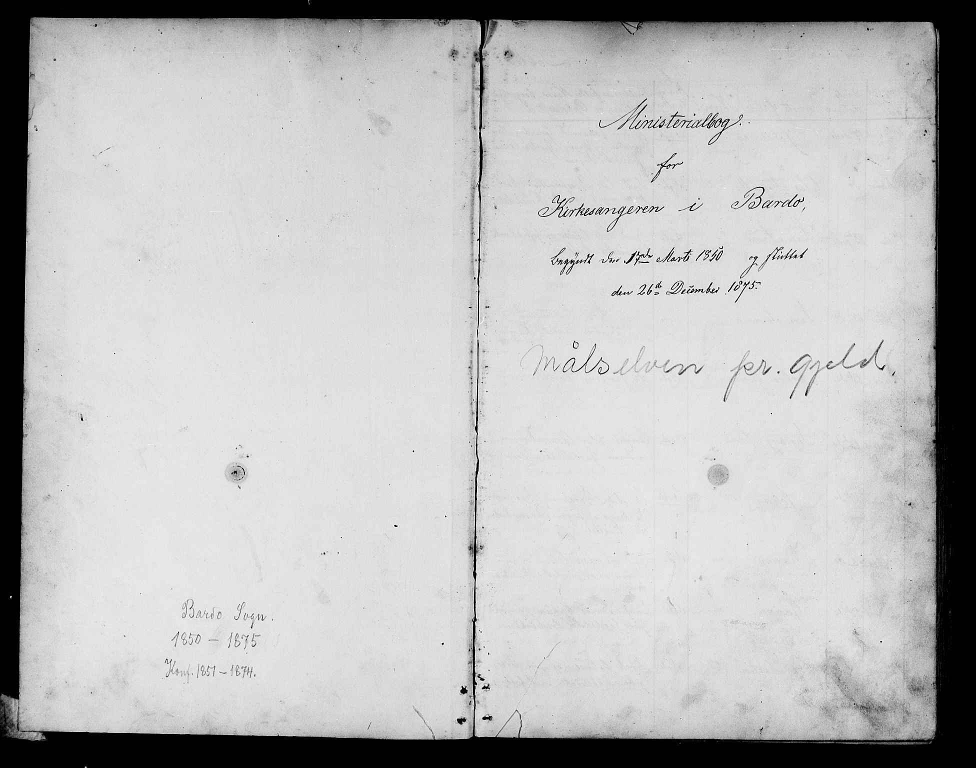 Målselv sokneprestembete, SATØ/S-1311/G/Ga/Gab/L0006klokker: Parish register (copy) no. 6, 1850-1875
