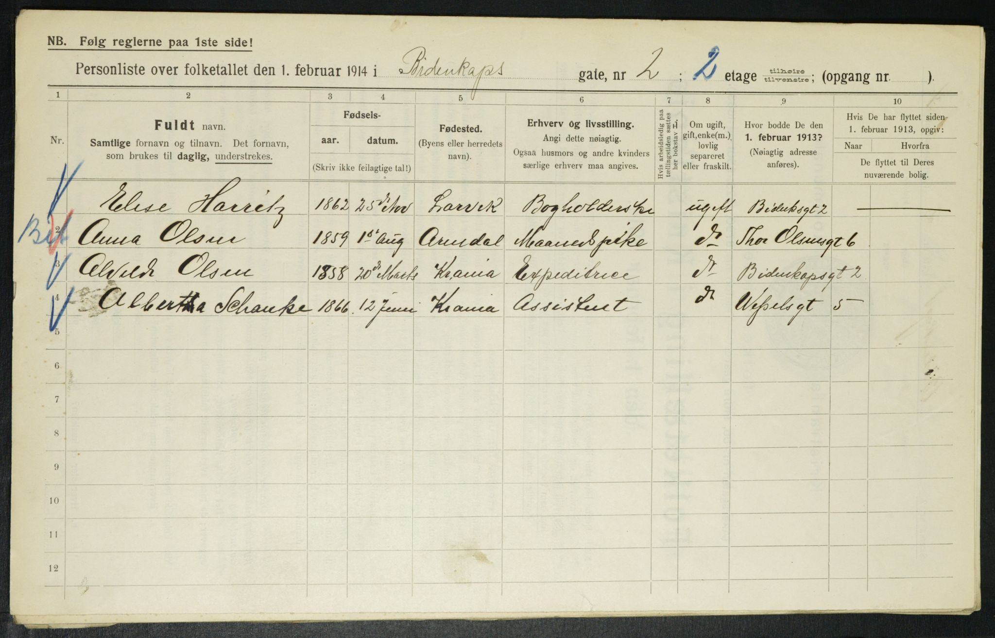 OBA, Municipal Census 1914 for Kristiania, 1914, p. 4733