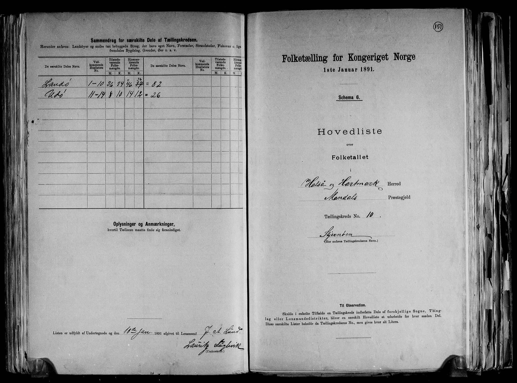 RA, 1891 census for 1019 Halse og Harkmark, 1891, p. 22
