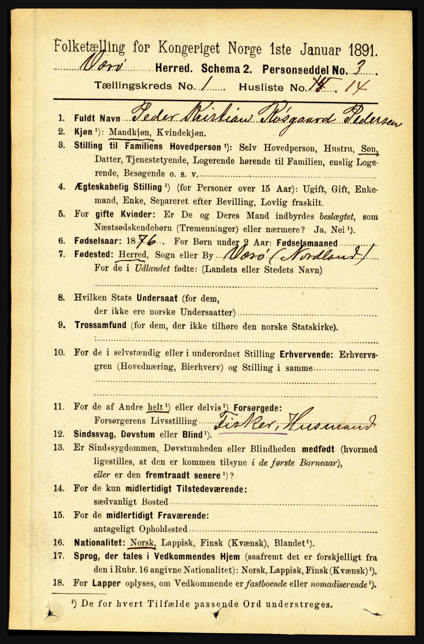 RA, 1891 census for 1857 Værøy, 1891, p. 134