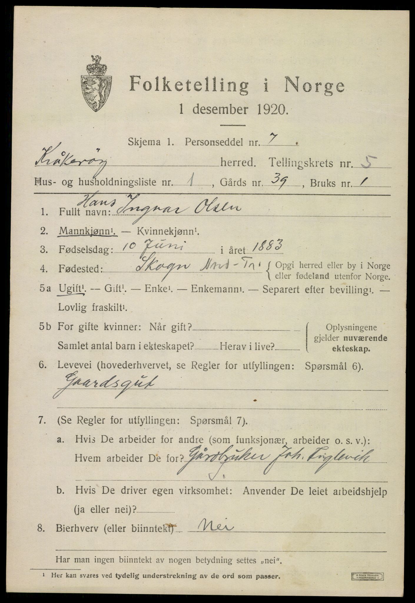 SAO, 1920 census for Kråkerøy, 1920, p. 5798