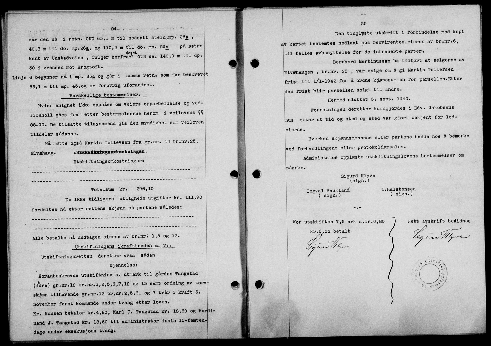 Lofoten sorenskriveri, SAT/A-0017/1/2/2C/L0008a: Mortgage book no. 8a, 1940-1941, Diary no: : 1207/1940