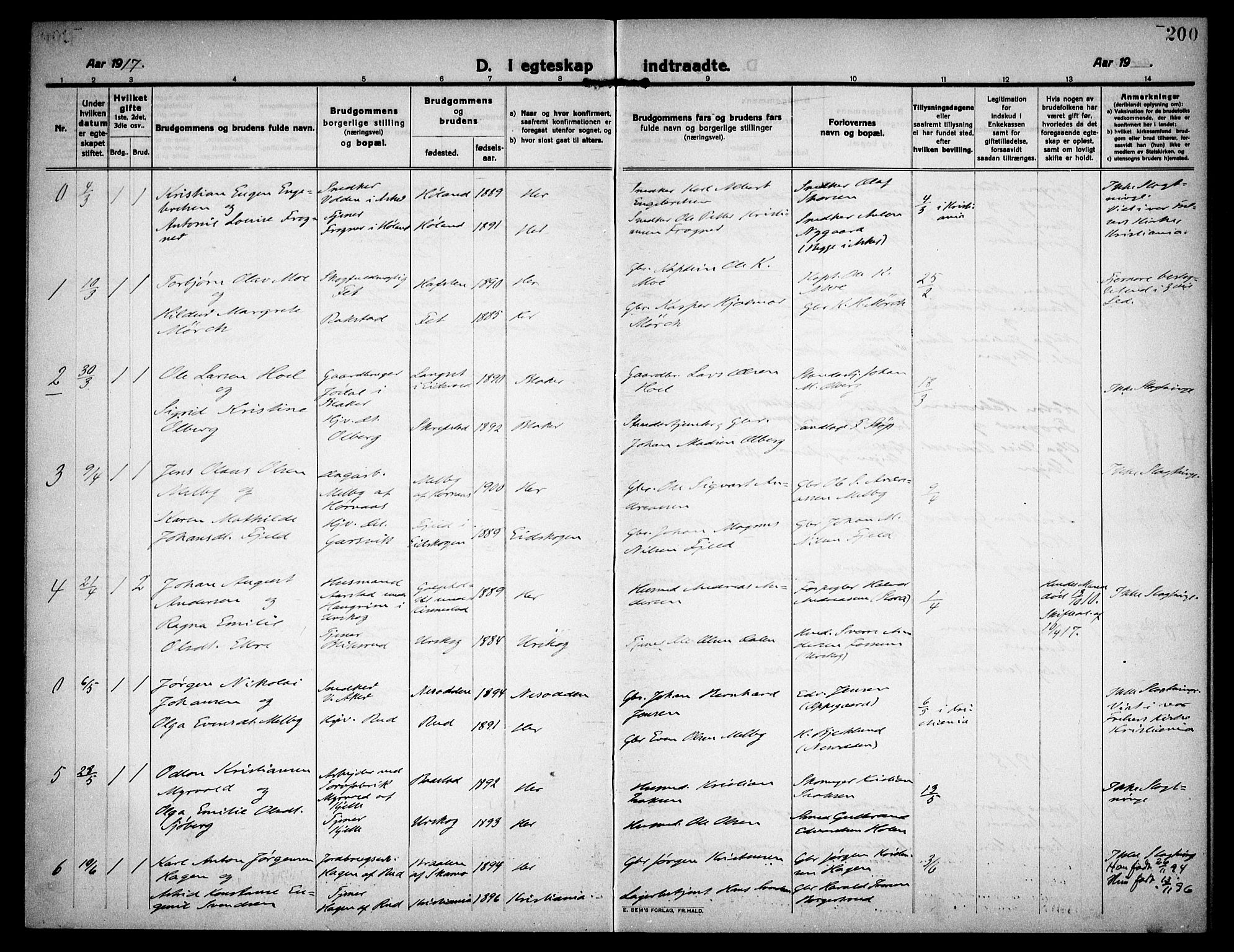 Høland prestekontor Kirkebøker, SAO/A-10346a/F/Fa/L0016: Parish register (official) no. I 16, 1912-1921, p. 200