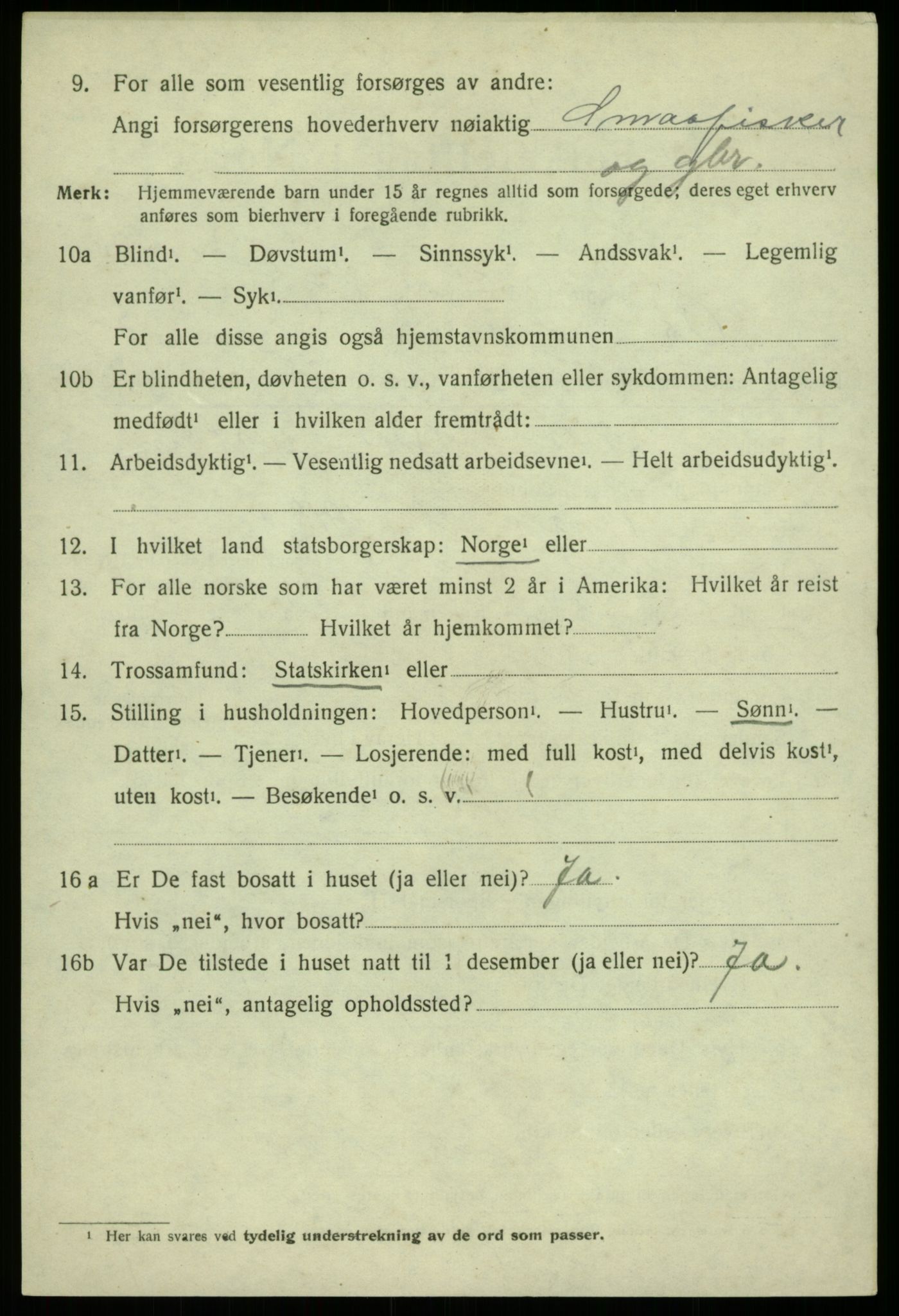 SAB, 1920 census for Os, 1920, p. 2945