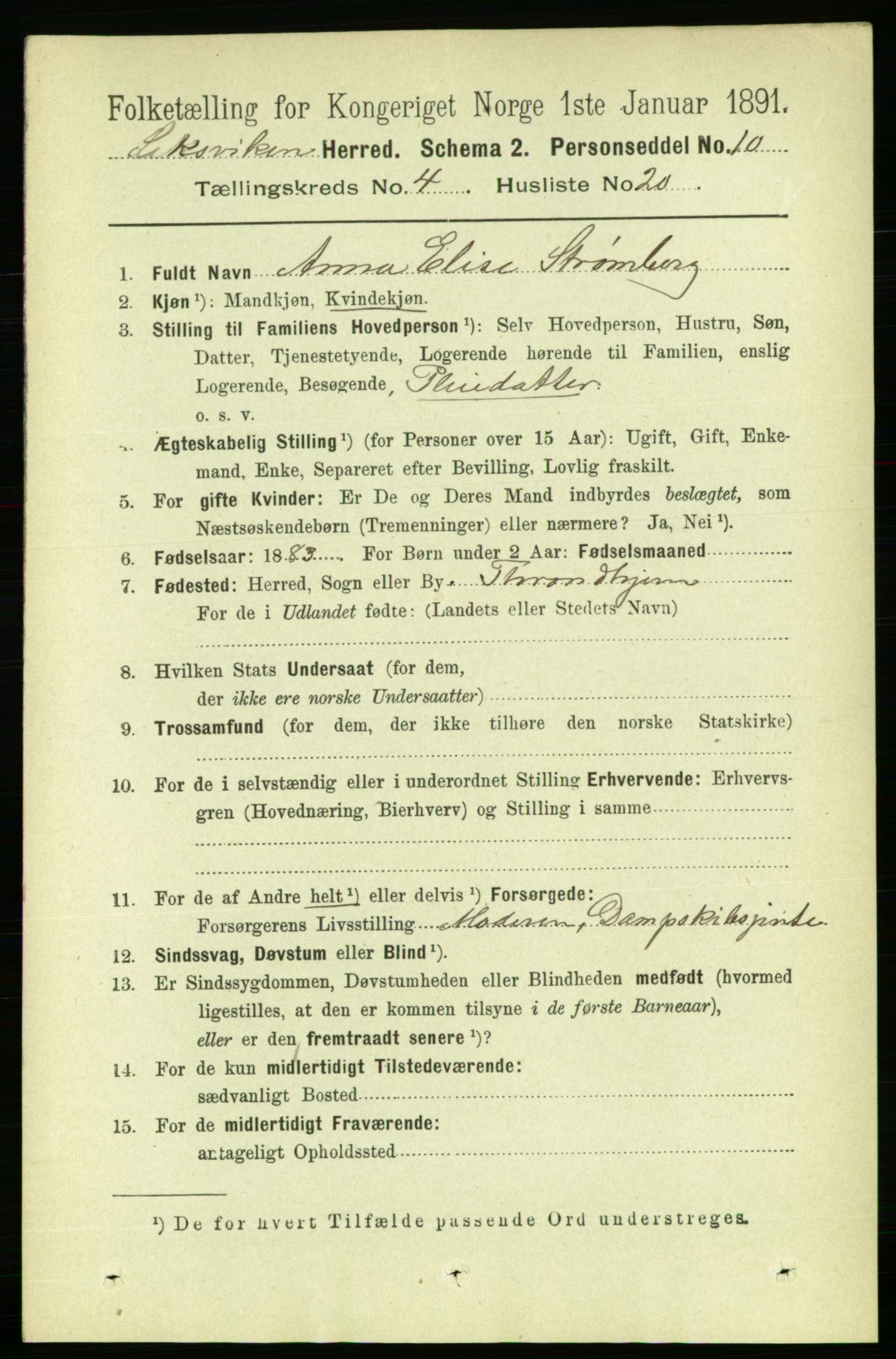 RA, 1891 census for 1718 Leksvik, 1891, p. 2047