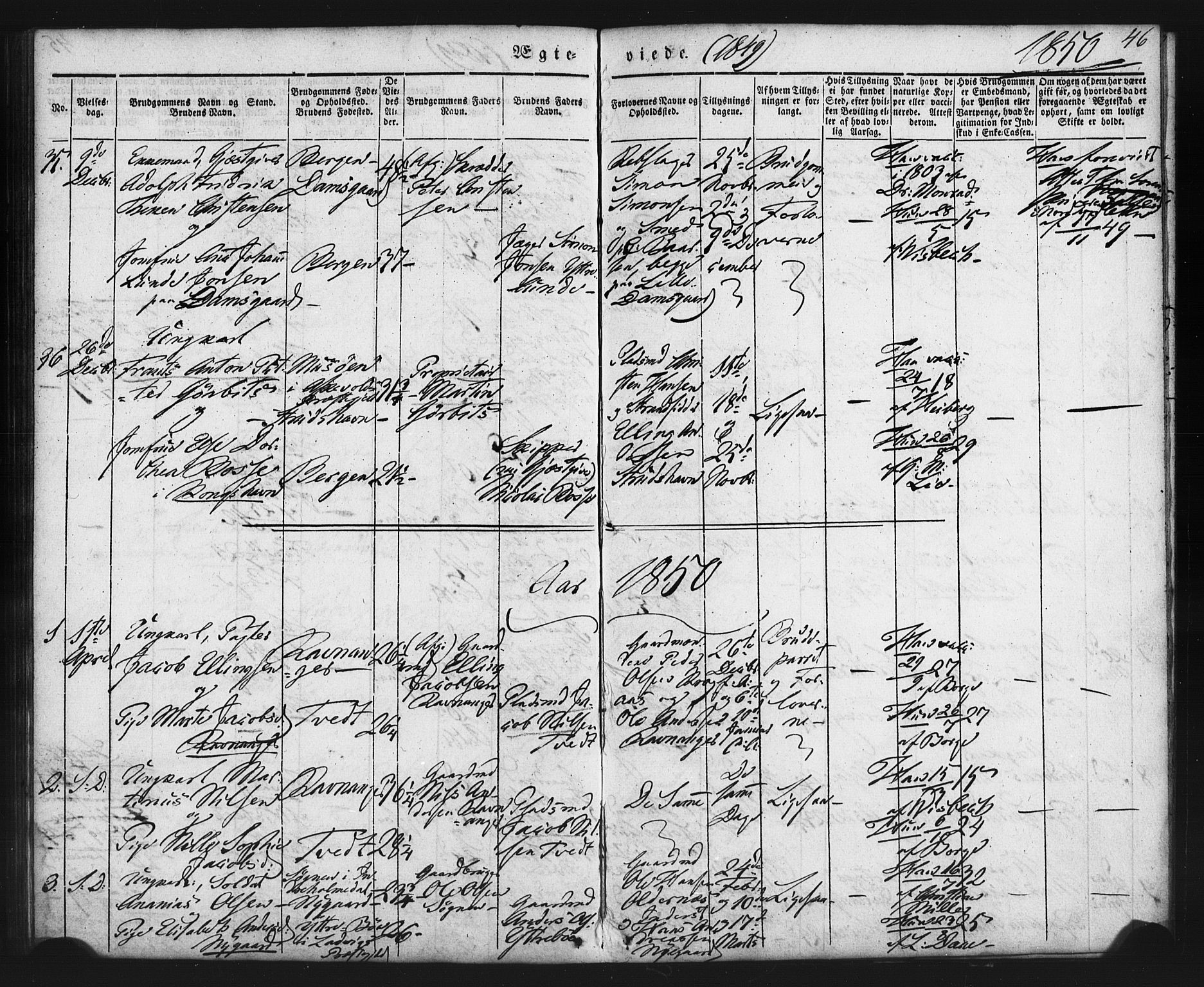 Askøy Sokneprestembete, SAB/A-74101/H/Ha/Haa/Haaa/L0006: Parish register (official) no. A 6, 1840-1852, p. 46