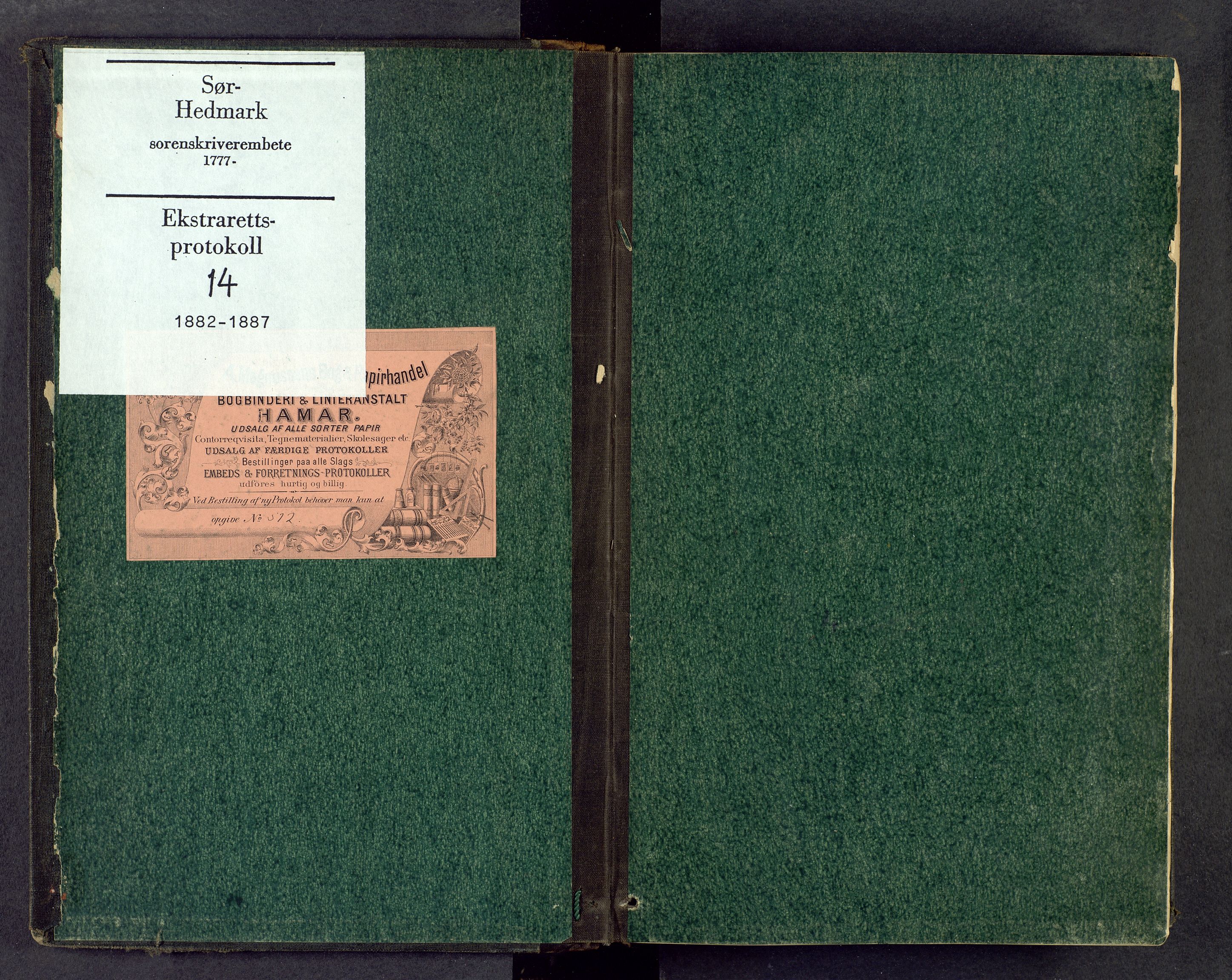 Sør-Hedmark sorenskriveri, AV/SAH-TING-014/G/Gc/Gca/L0014: Ekstrarettsprotokoll, 1882-1887