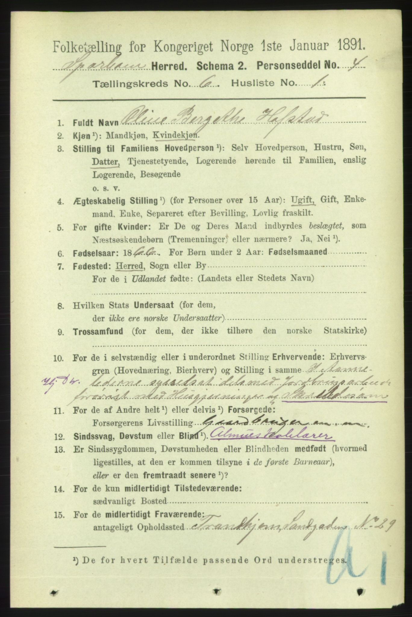 RA, 1891 census for 1731 Sparbu, 1891, p. 2155