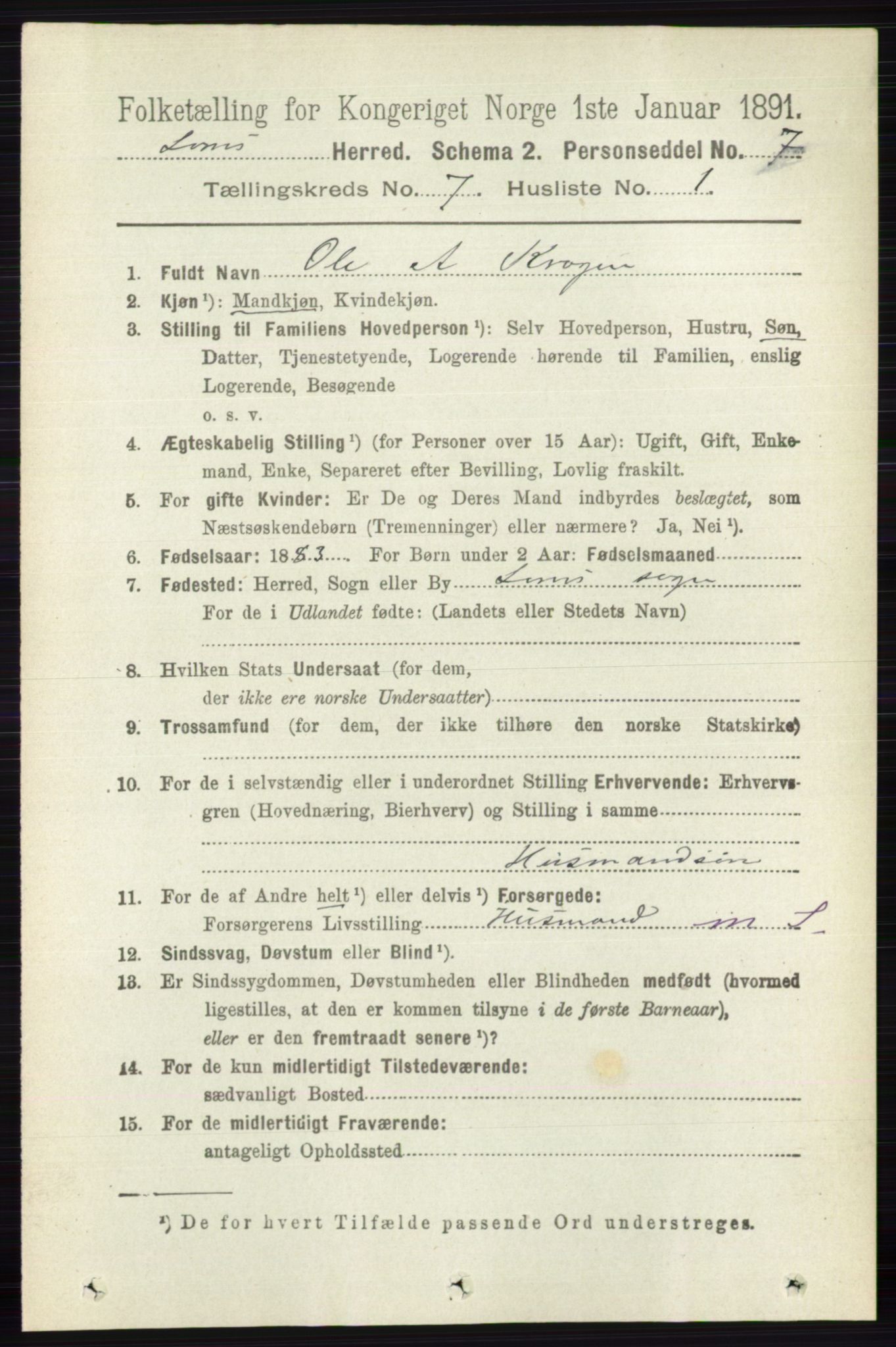 RA, 1891 census for 0514 Lom, 1891, p. 2804