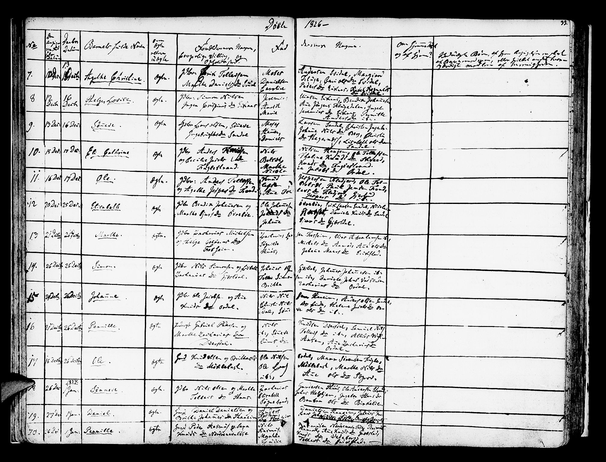 Jølster sokneprestembete, AV/SAB-A-80701/H/Haa/Haaa/L0008: Parish register (official) no. A 8, 1821-1833, p. 33