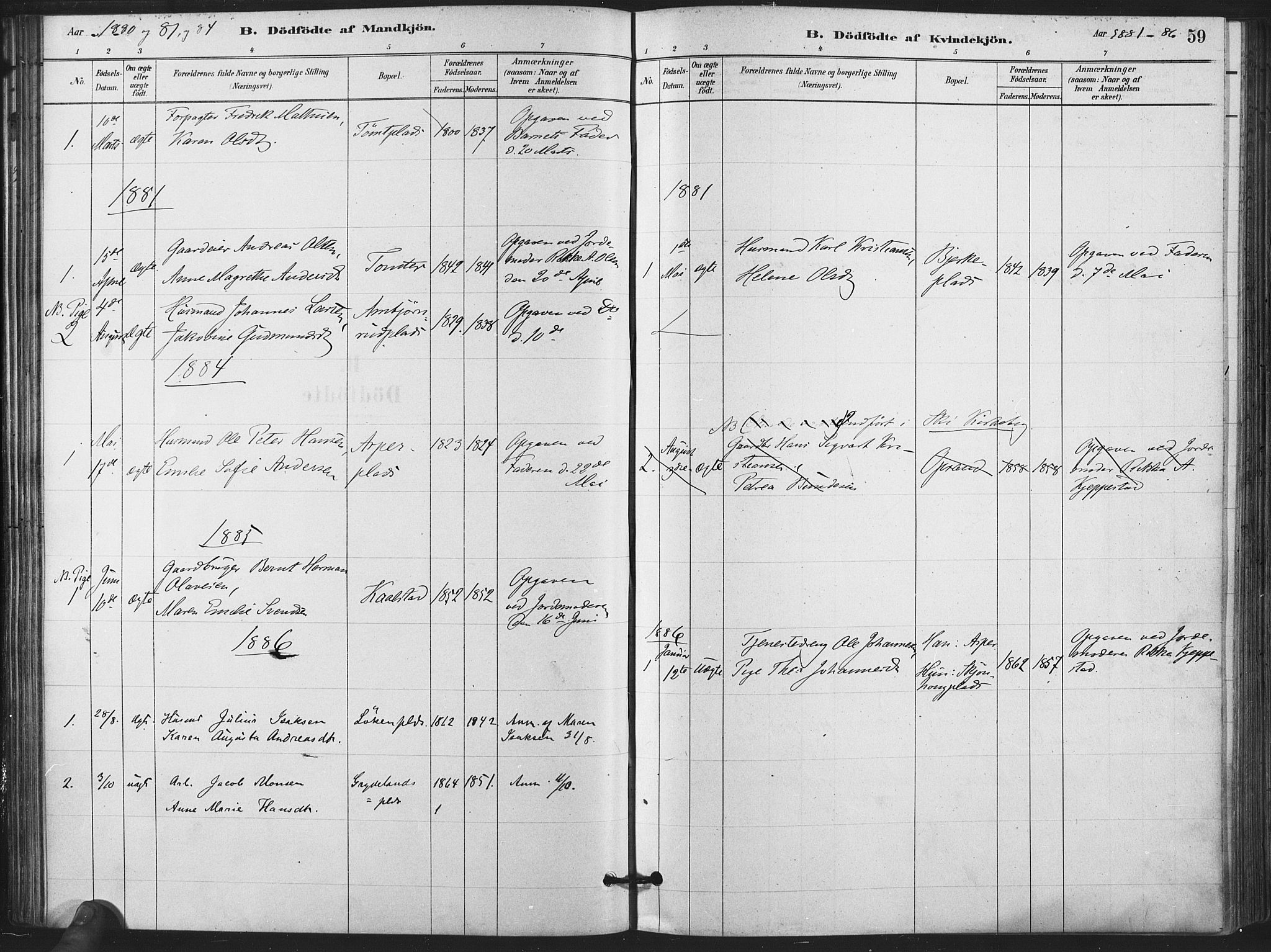 Kråkstad prestekontor Kirkebøker, AV/SAO-A-10125a/F/Fa/L0009: Parish register (official) no. I 9, 1880-1892, p. 59