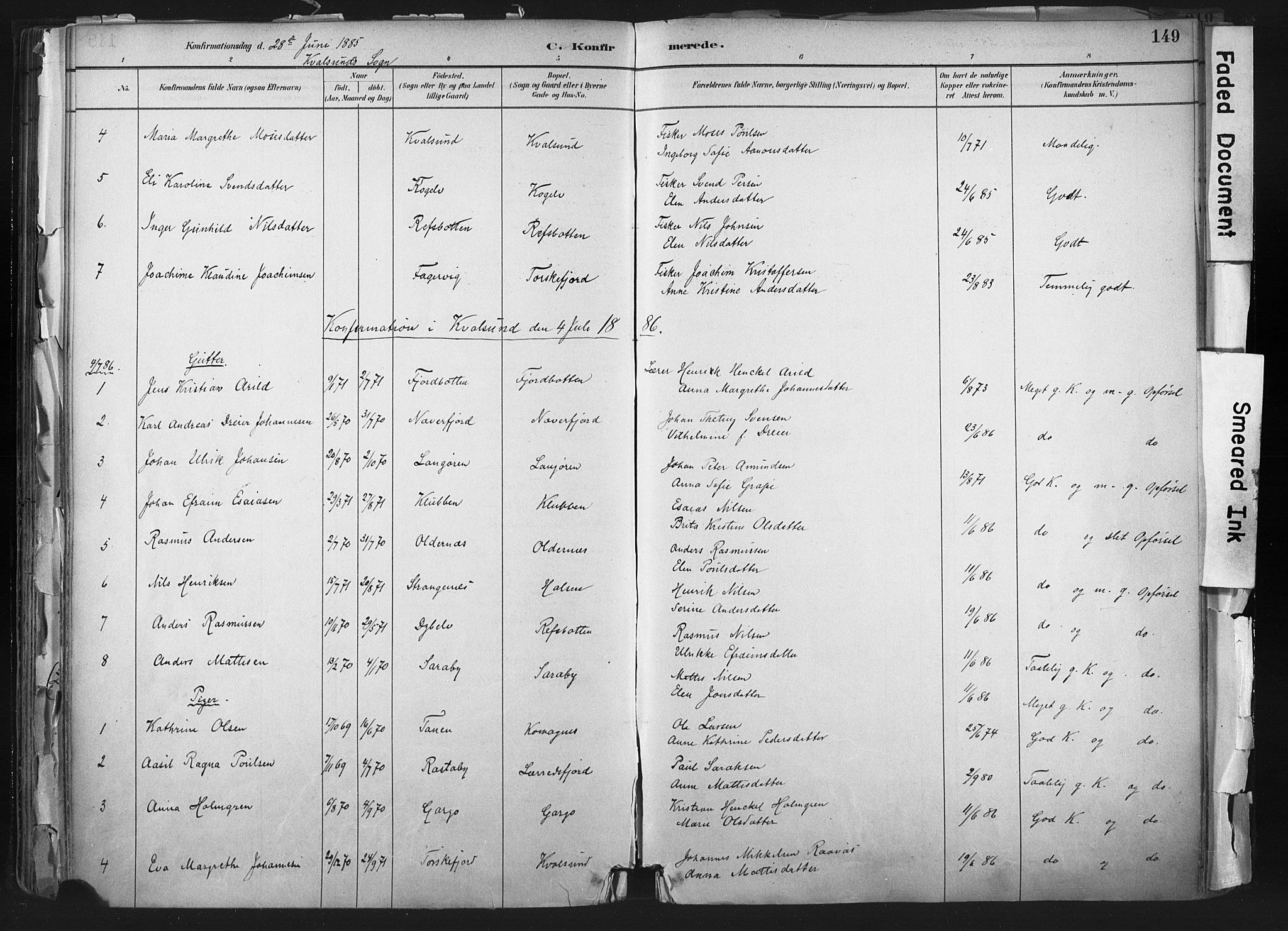Hammerfest sokneprestkontor, SATØ/S-1347: Parish register (official) no. 11 /2, 1885-1897, p. 149