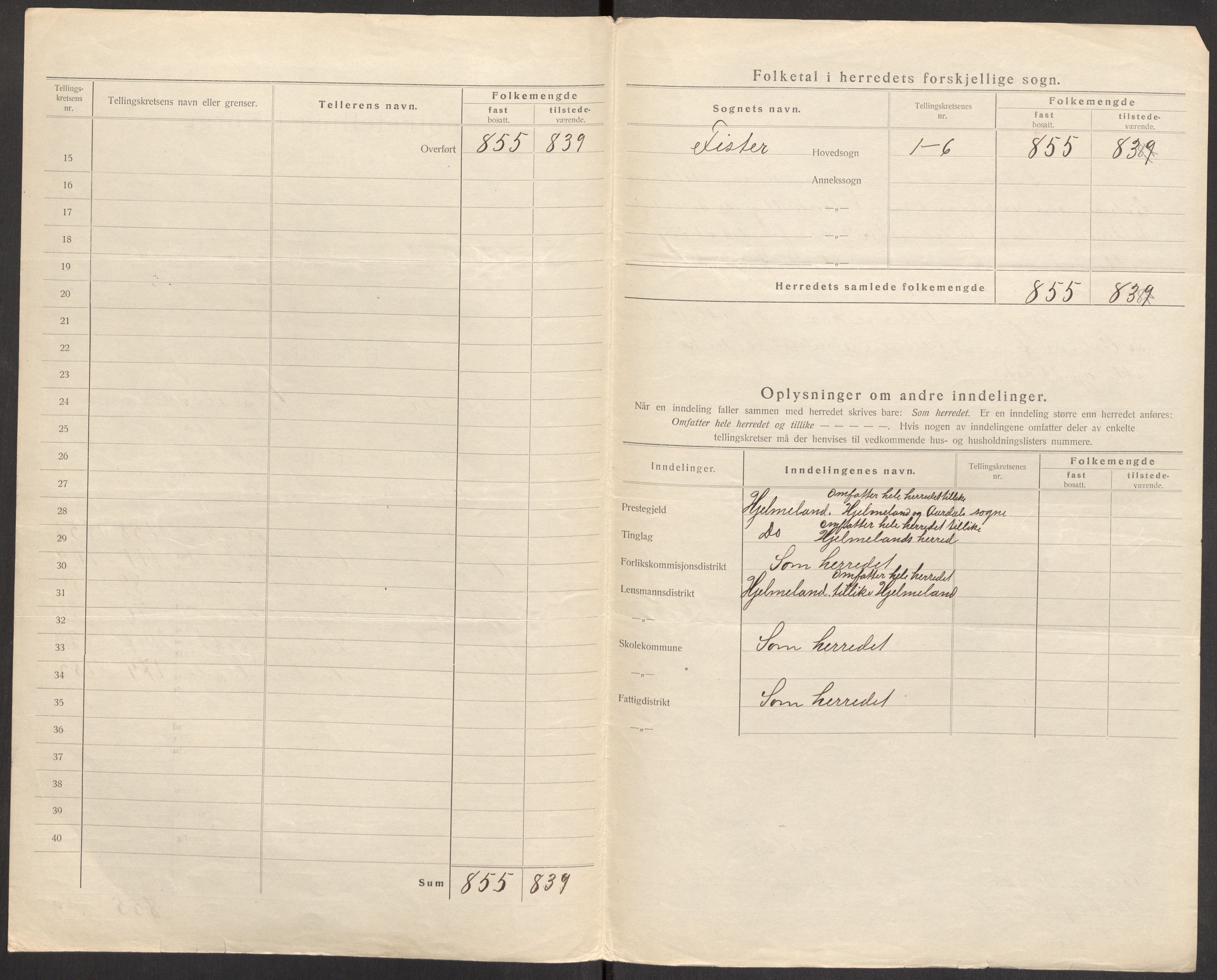 SAST, 1920 census for Fister, 1920, p. 9