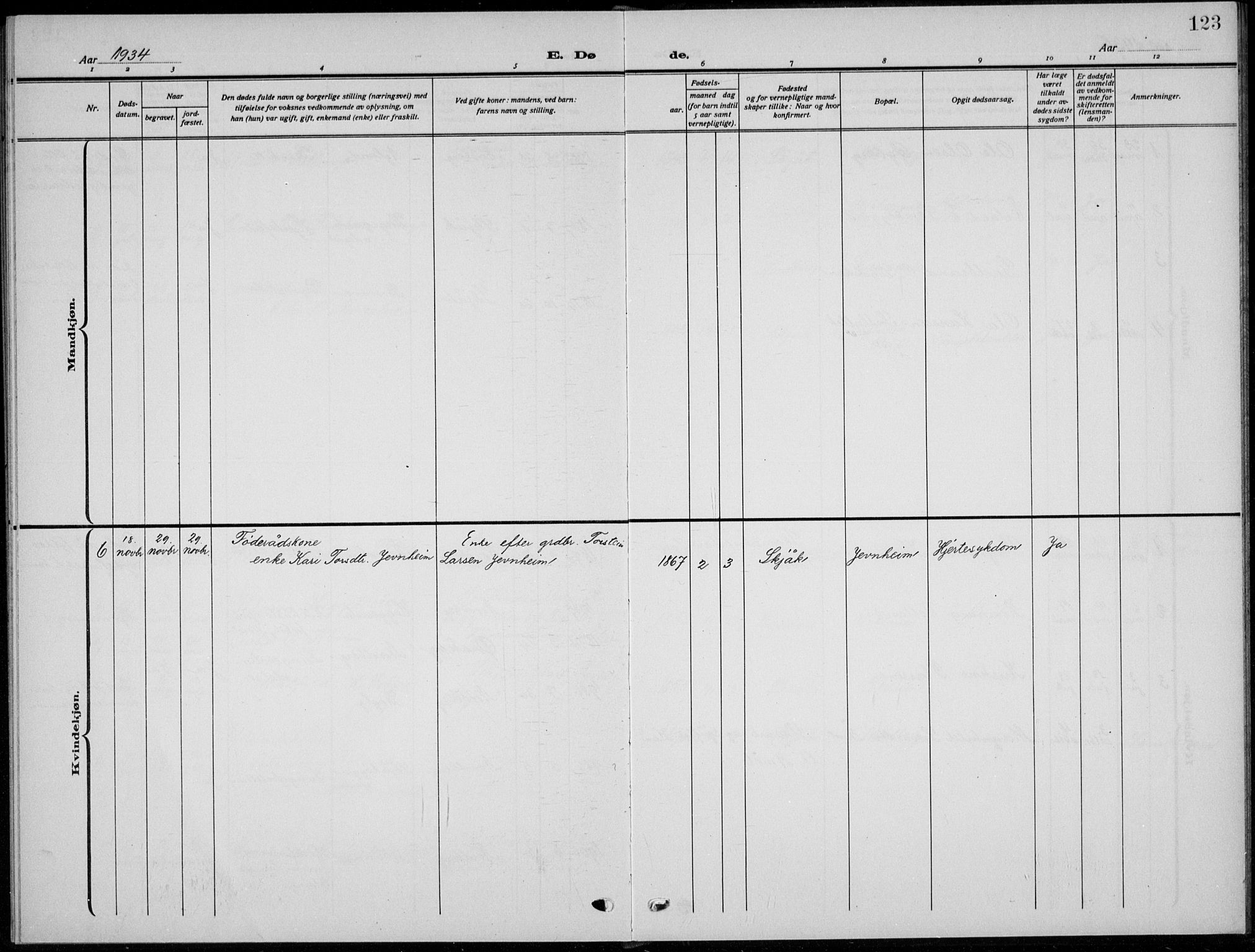 Skjåk prestekontor, AV/SAH-PREST-072/H/Ha/Hab/L0005: Parish register (copy) no. 5, 1922-1936, p. 123