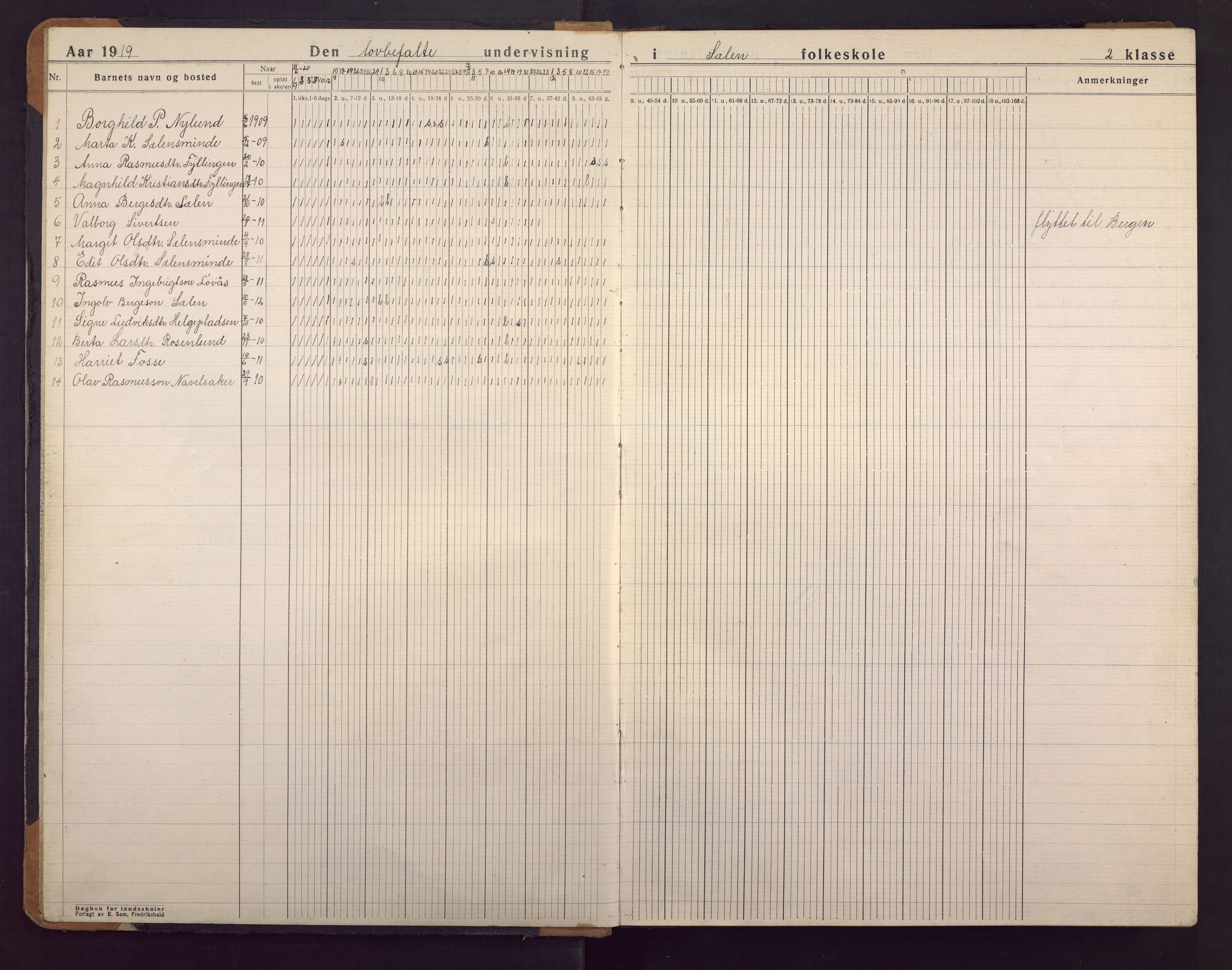 Sælen skole, BBA/A-4076/G/Ga/L0003: Dagbok, 1919-1951