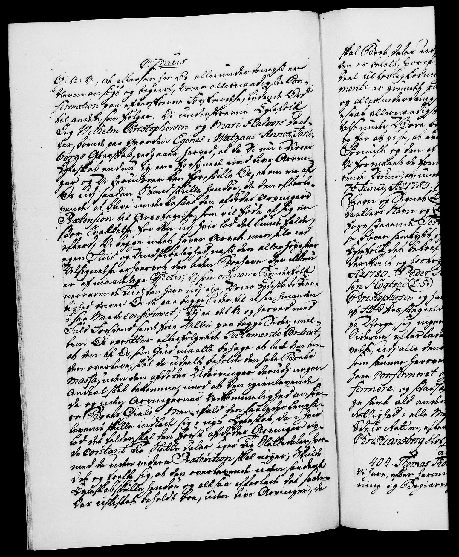 Danske Kanselli 1572-1799, AV/RA-EA-3023/F/Fc/Fca/Fcaa/L0048: Norske registre, 1779-1781, p. 354b