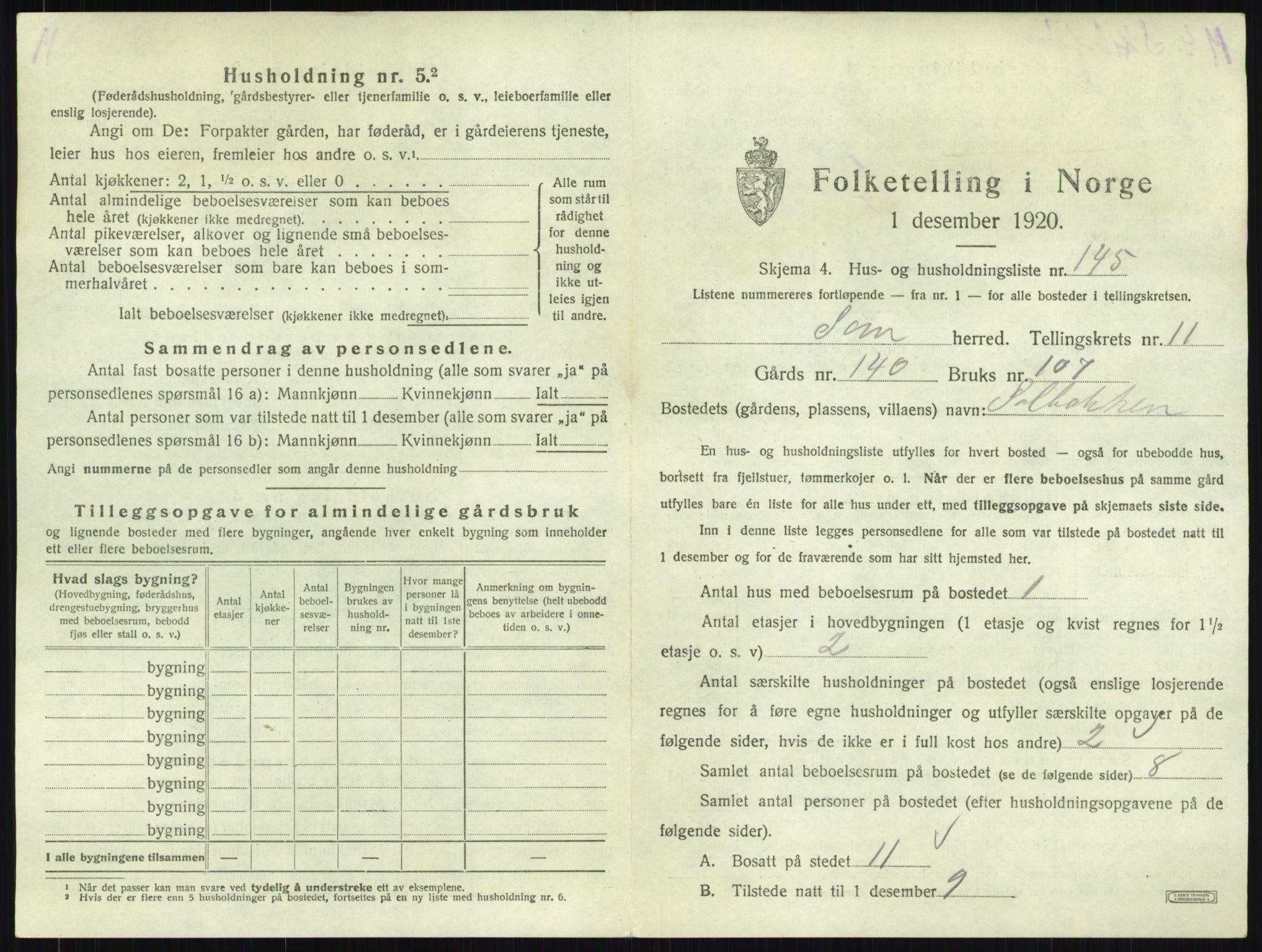SAKO, 1920 census for Sem, 1920, p. 2530