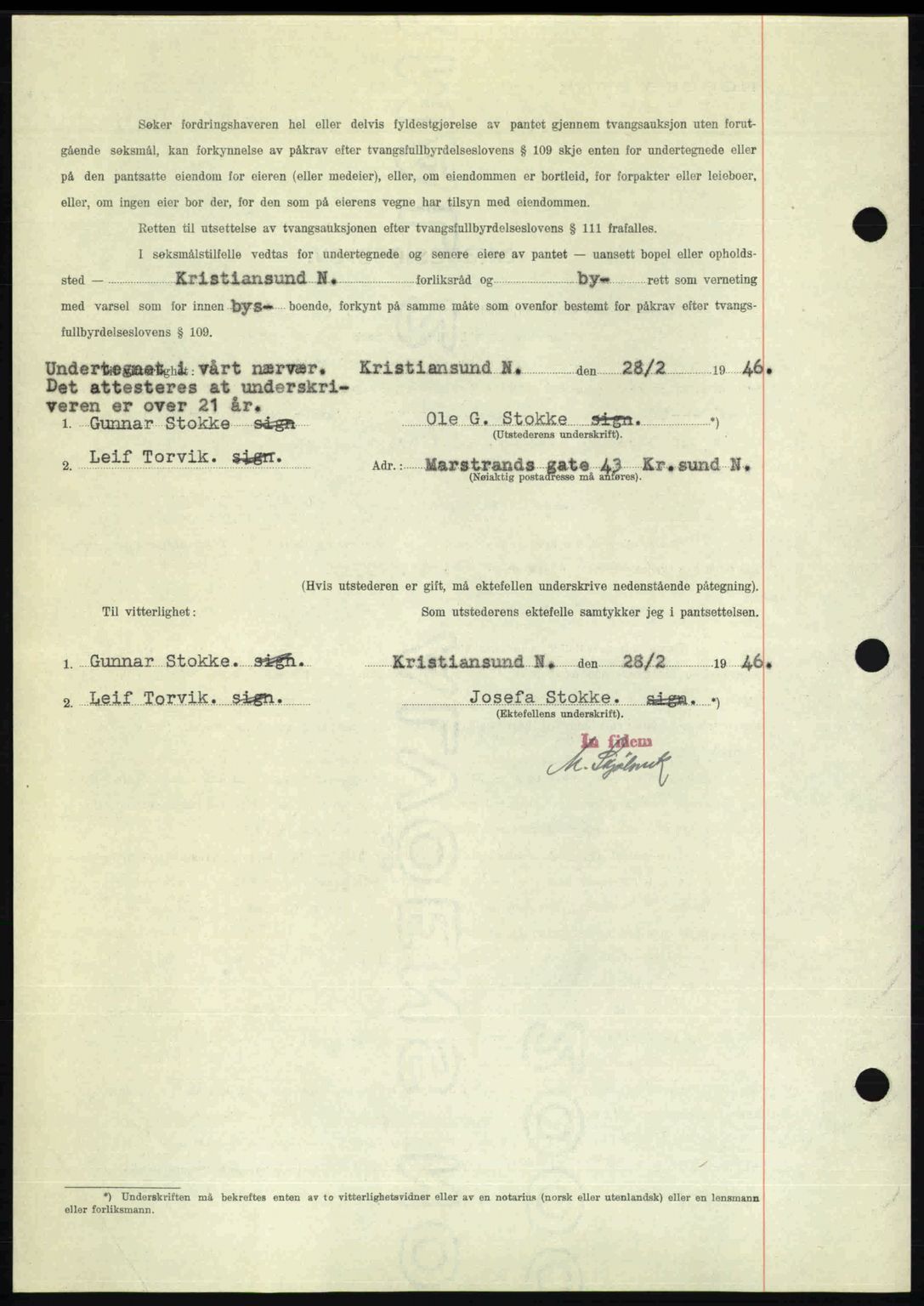 Kristiansund byfogd, AV/SAT-A-4587/A/27: Mortgage book no. 40, 1946-1946, Diary no: : 171/1946