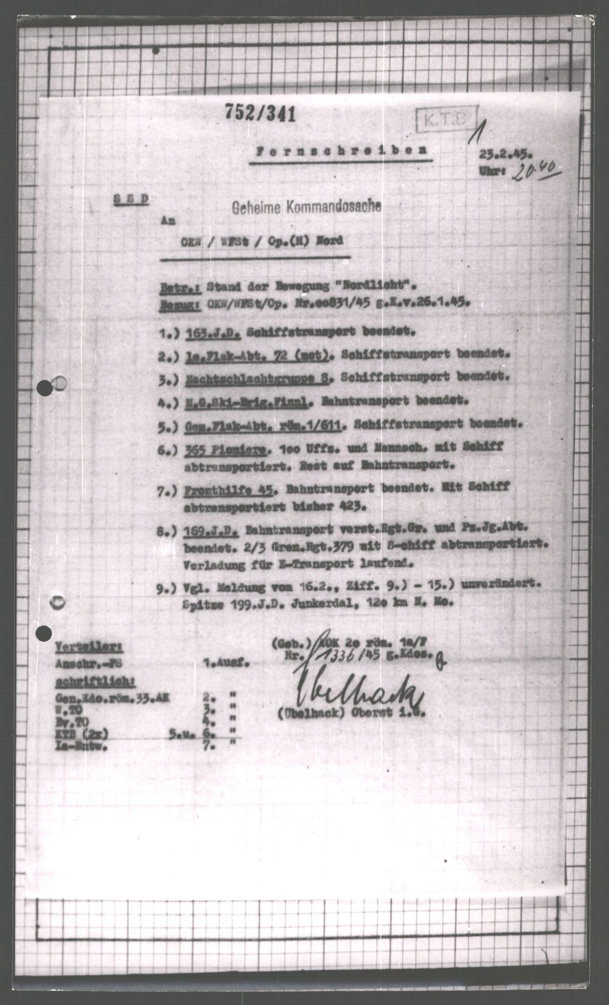 Forsvarets Overkommando. 2 kontor. Arkiv 11.4. Spredte tyske arkivsaker, AV/RA-RAFA-7031/D/Dar/Dara/L0003: Krigsdagbøker for 20. Gebirgs-Armee-Oberkommando (AOK 20), 1945, p. 236