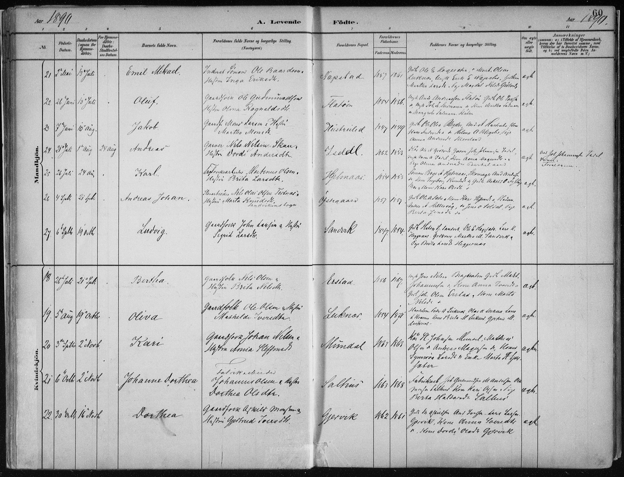 Hamre sokneprestembete, AV/SAB-A-75501/H/Ha/Haa/Haab/L0001: Parish register (official) no. B  1, 1882-1905, p. 60