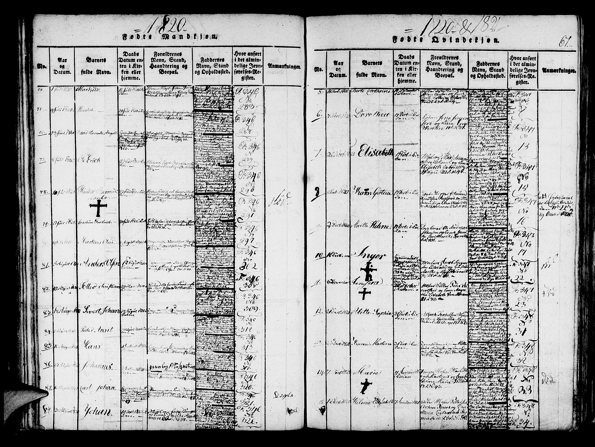 Korskirken sokneprestembete, SAB/A-76101/H/Haa/L0013: Parish register (official) no. A 13, 1815-1822, p. 67