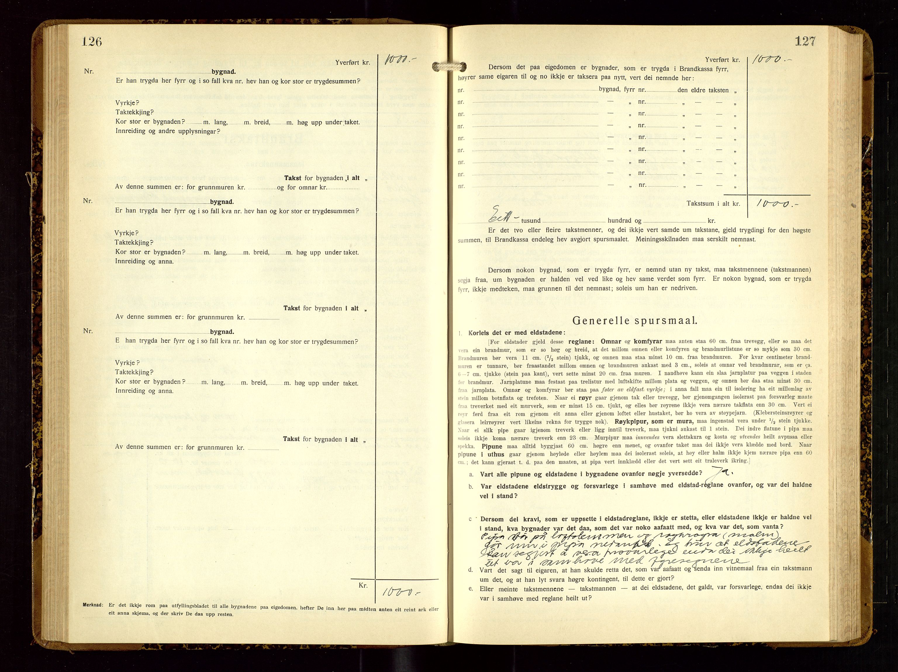 Hjelmeland lensmannskontor, AV/SAST-A-100439/Gob/L0003: "Brandtakstbok", 1932-1950, p. 126-127