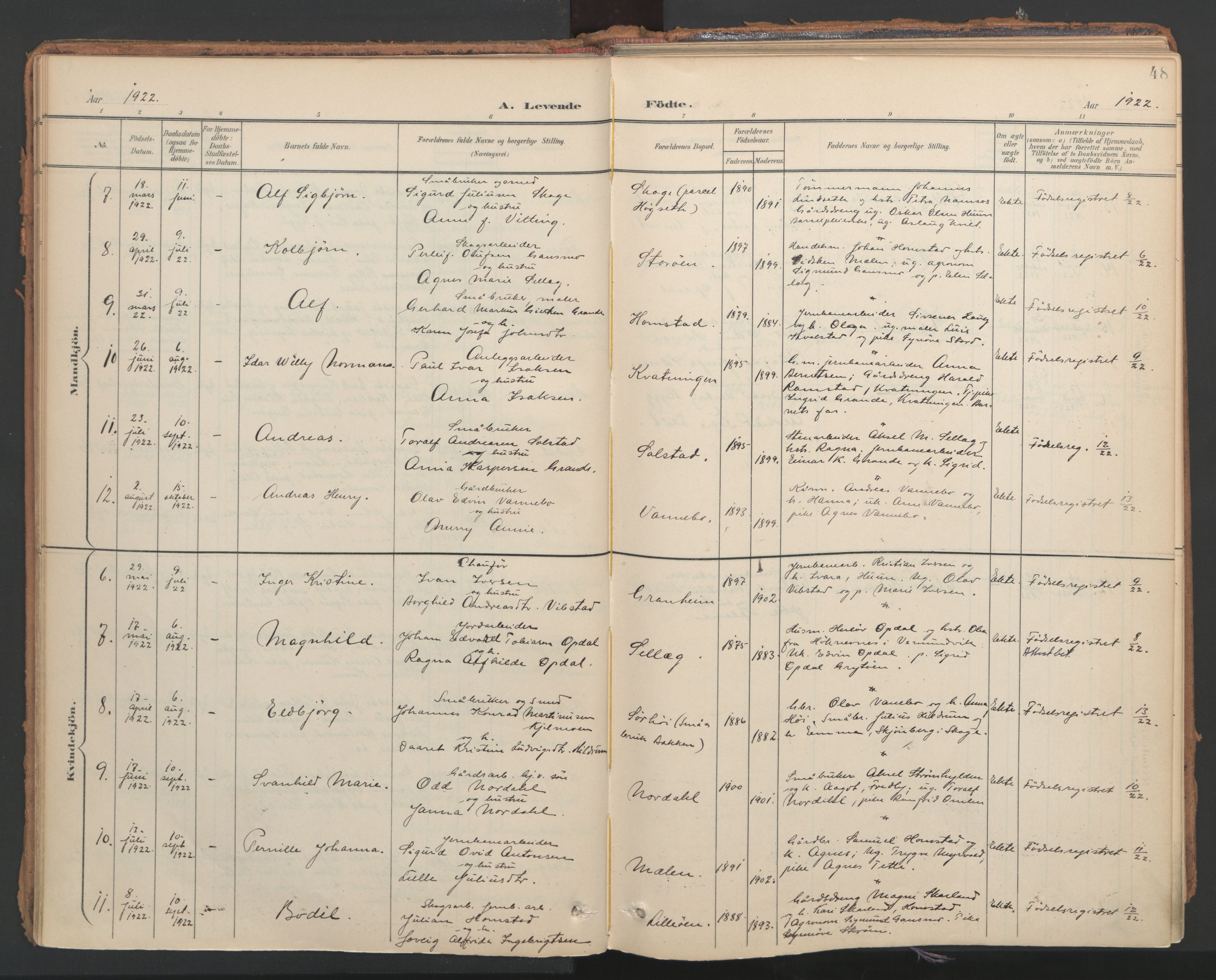 Ministerialprotokoller, klokkerbøker og fødselsregistre - Nord-Trøndelag, SAT/A-1458/766/L0564: Parish register (official) no. 767A02, 1900-1932, p. 48
