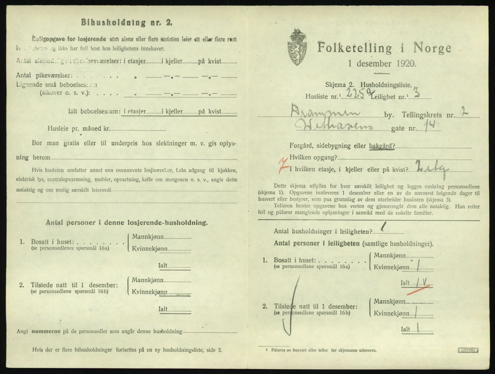 SAKO, 1920 census for Drammen, 1920, p. 8371