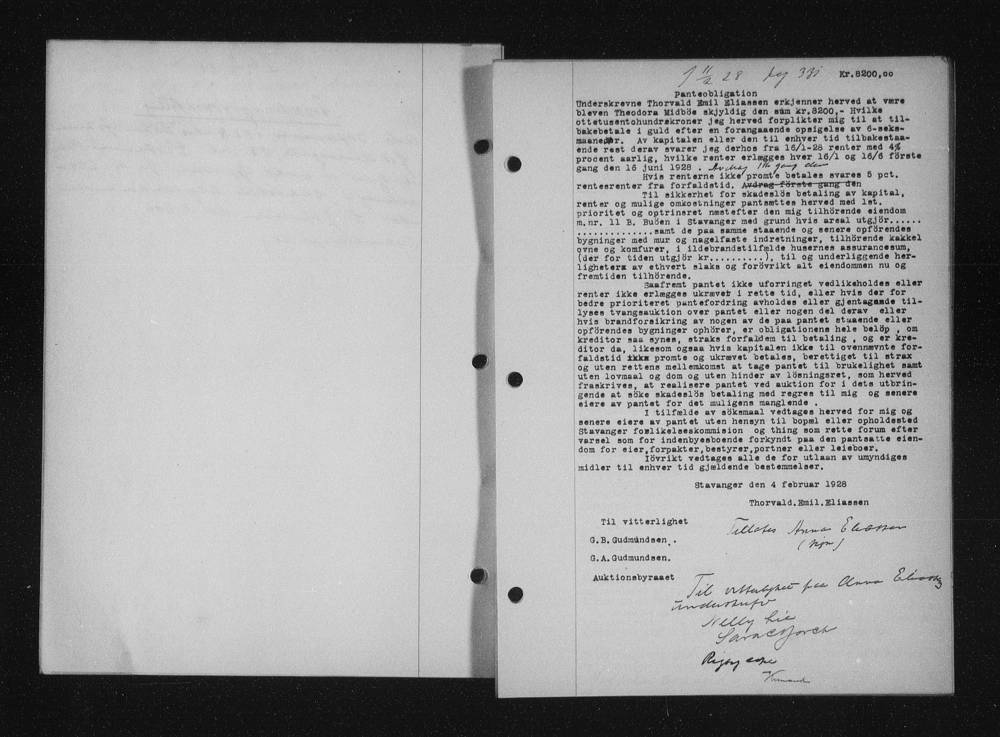 Stavanger byfogd, SAST/A-101408/001/4/41/410/410BB/L0053: Mortgage book no. 41, 1927-1928, Deed date: 11.02.1928