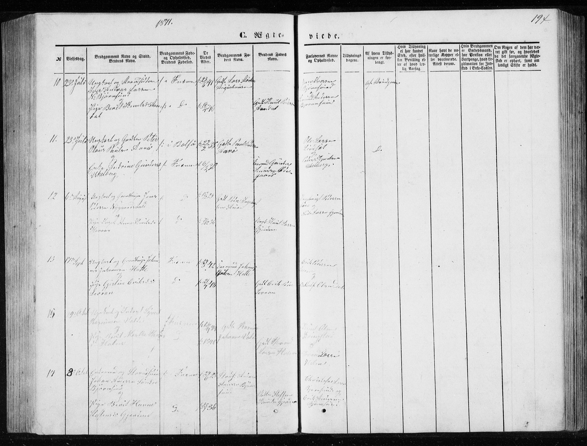 Ministerialprotokoller, klokkerbøker og fødselsregistre - Møre og Romsdal, AV/SAT-A-1454/565/L0754: Parish register (copy) no. 565C03, 1870-1896, p. 194