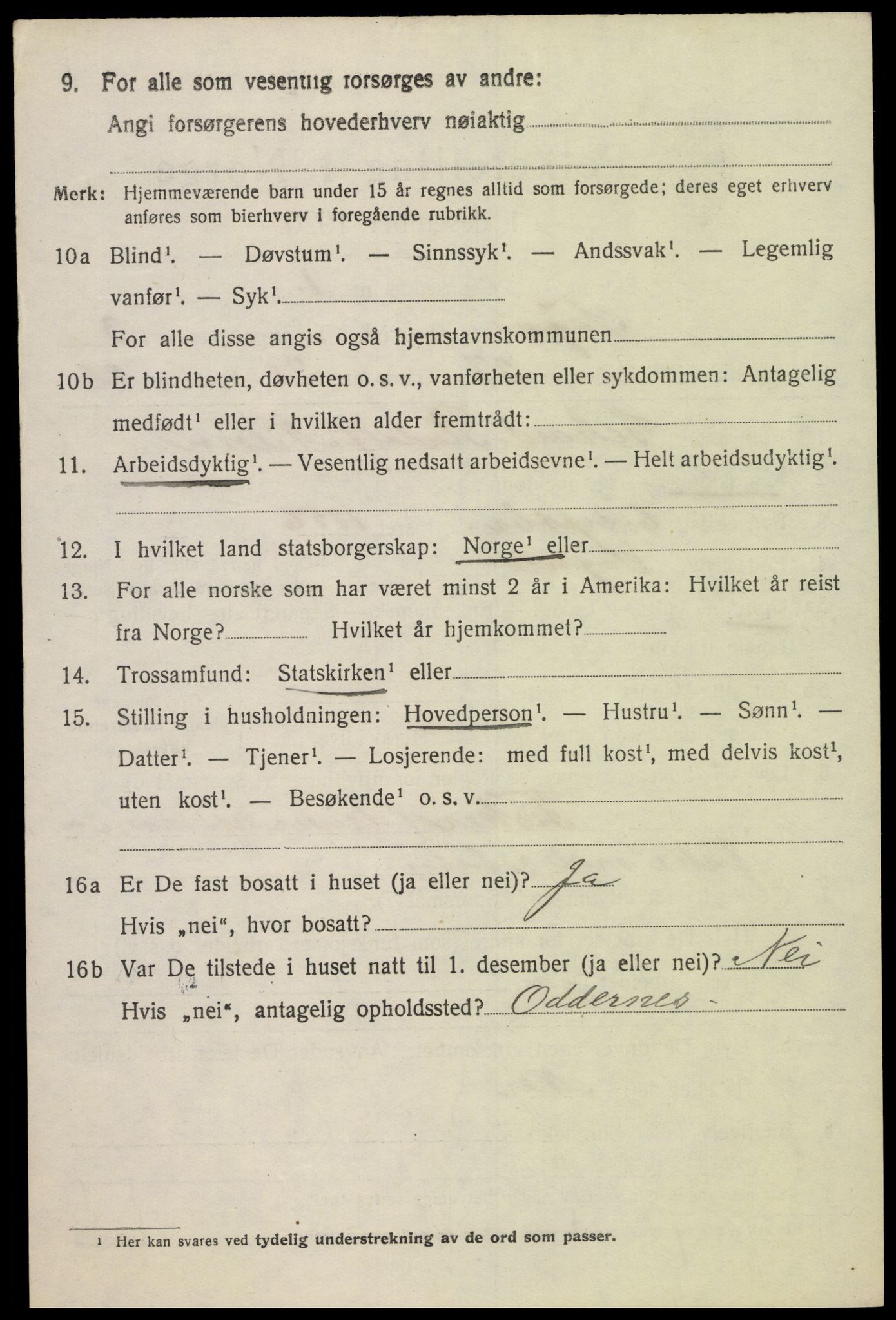 SAK, 1920 census for Søgne, 1920, p. 1866