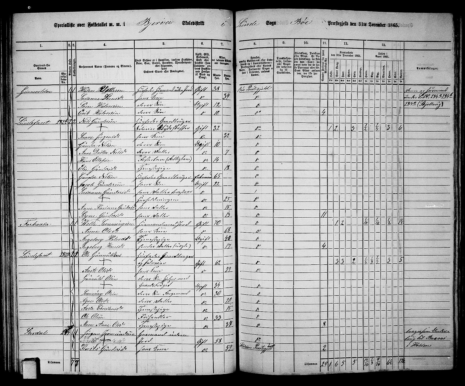 RA, 1865 census for Bø, 1865, p. 48