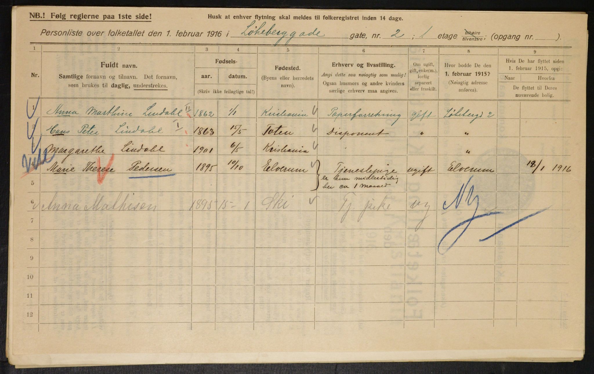 OBA, Municipal Census 1916 for Kristiania, 1916, p. 59873