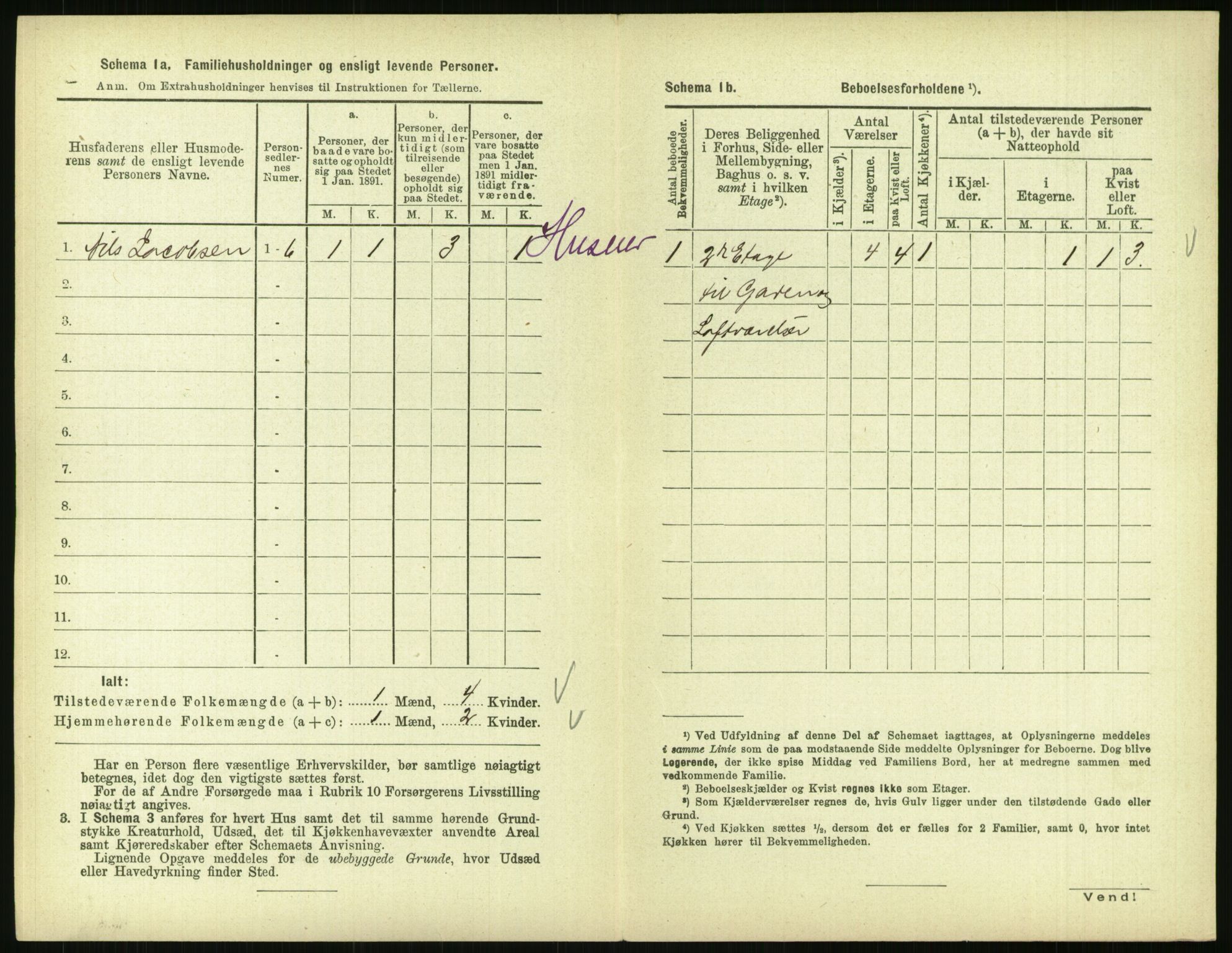 RA, 1891 census for 0903 Arendal, 1891, p. 289