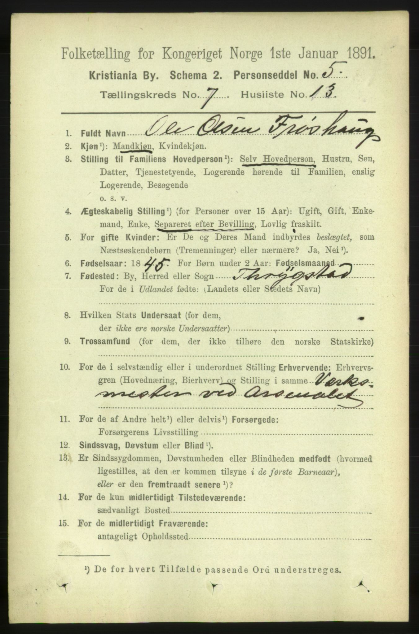 RA, 1891 census for 0301 Kristiania, 1891, p. 2918