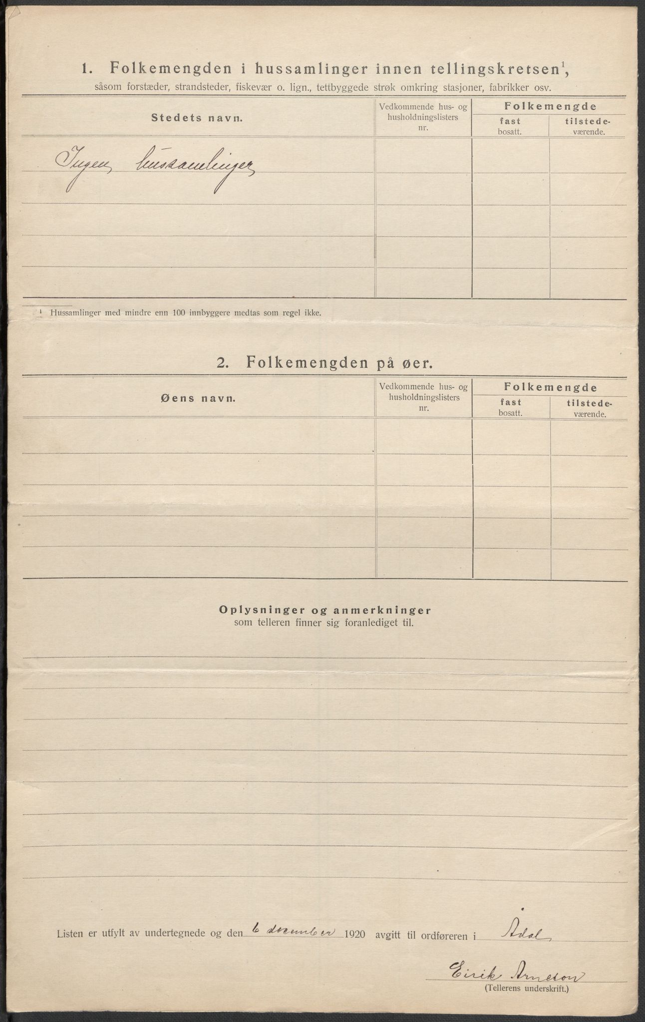 SAKO, 1920 census for Ådal, 1920, p. 23