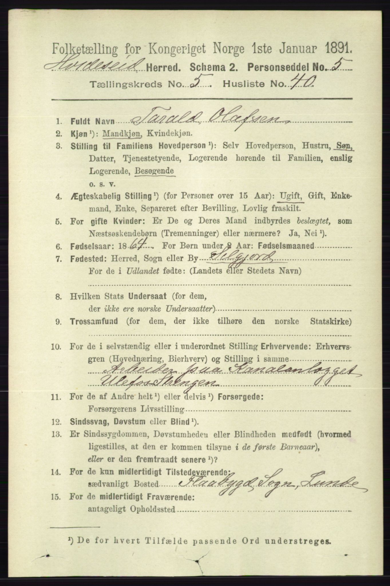 RA, 1891 census for 0829 Kviteseid, 1891, p. 1118