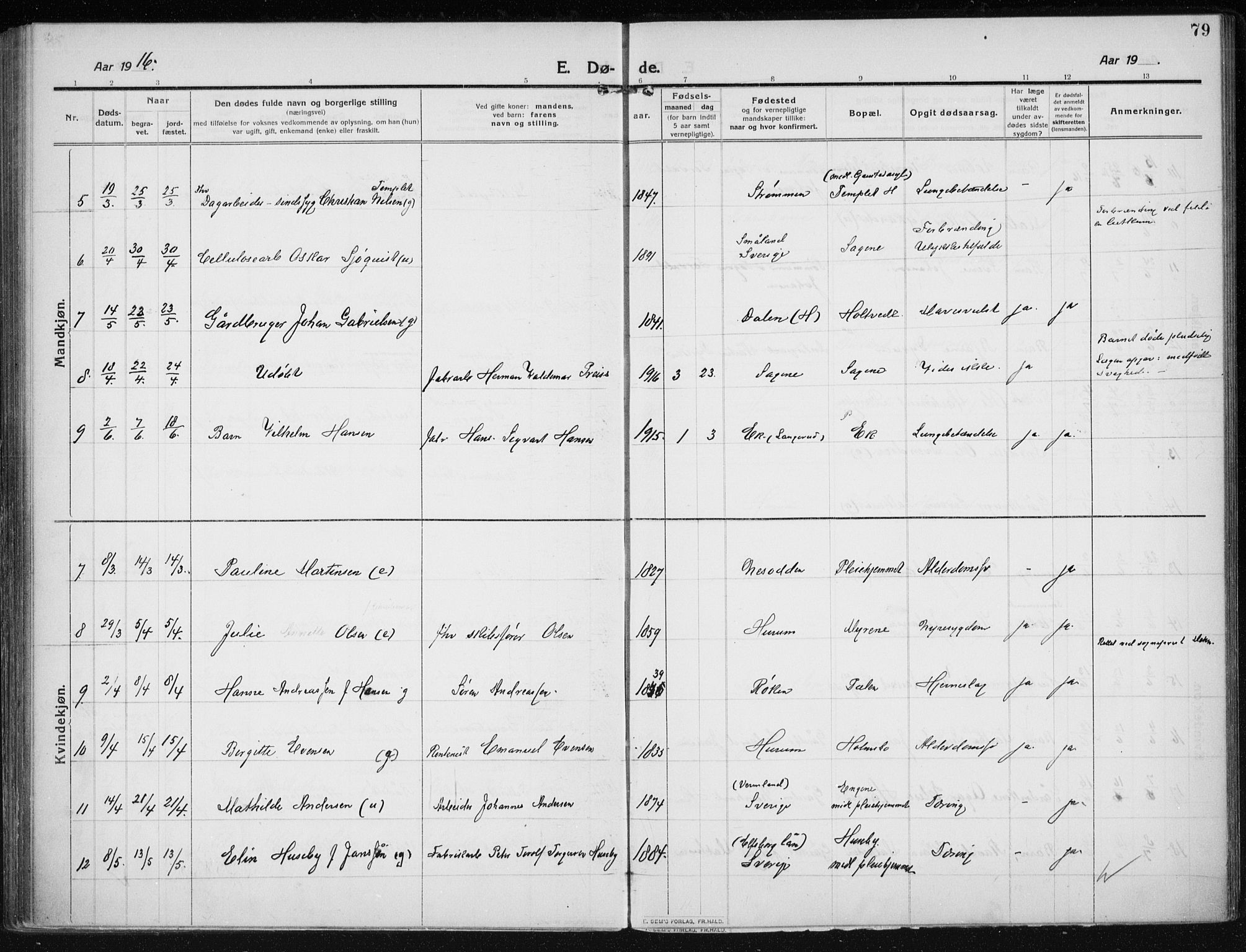 Hurum kirkebøker, AV/SAKO-A-229/F/Fa/L0017: Parish register (official) no. 17, 1910-1925, p. 79