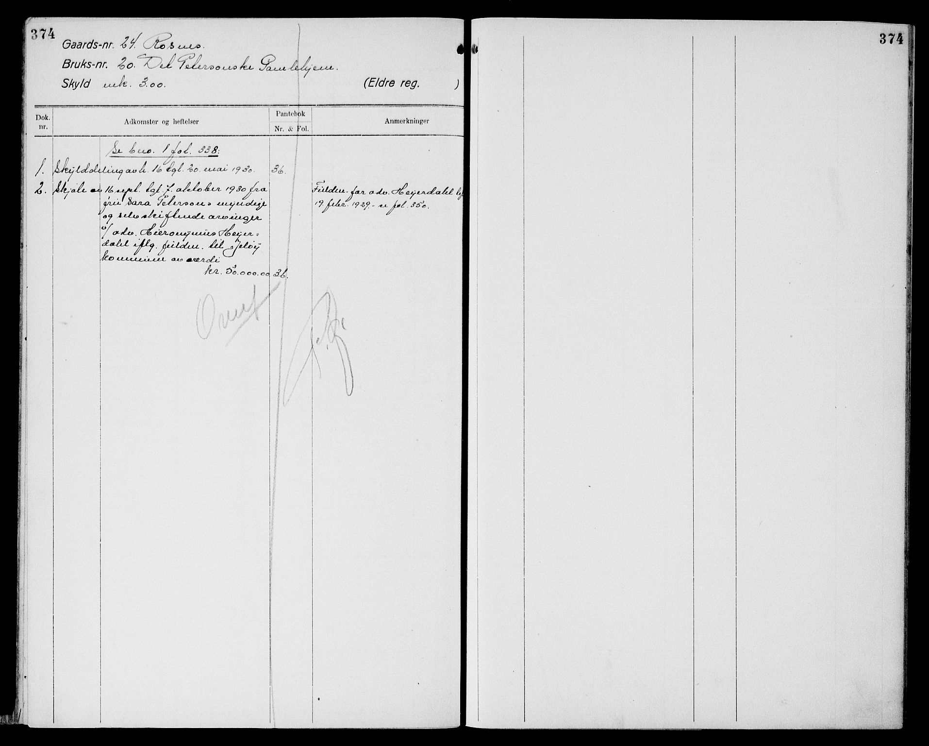 Moss sorenskriveri, AV/SAO-A-10168: Mortgage register no. XI 3, 1769-1961, p. 374