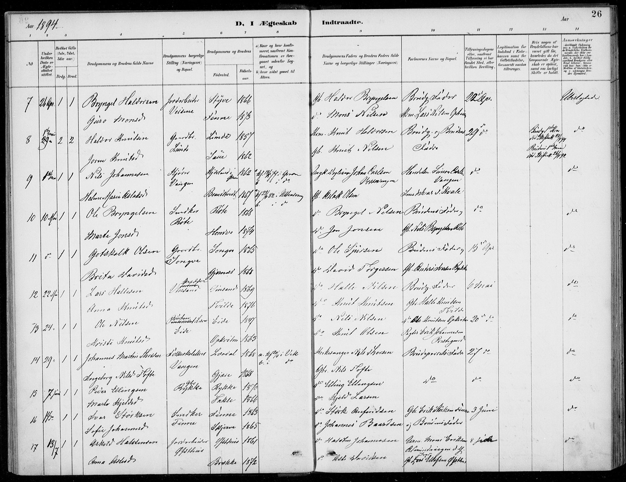 Voss sokneprestembete, SAB/A-79001/H/Haa: Parish register (official) no. C  1, 1887-1915, p. 26