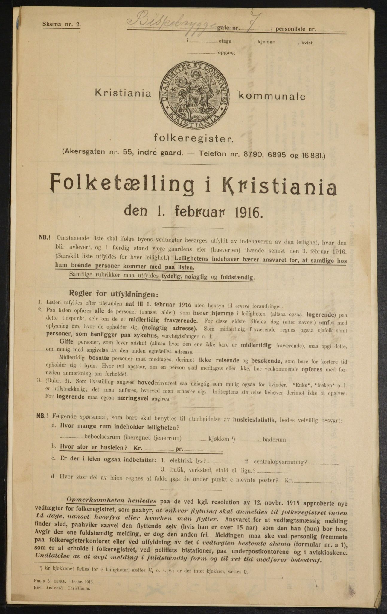 OBA, Municipal Census 1916 for Kristiania, 1916, p. 5405