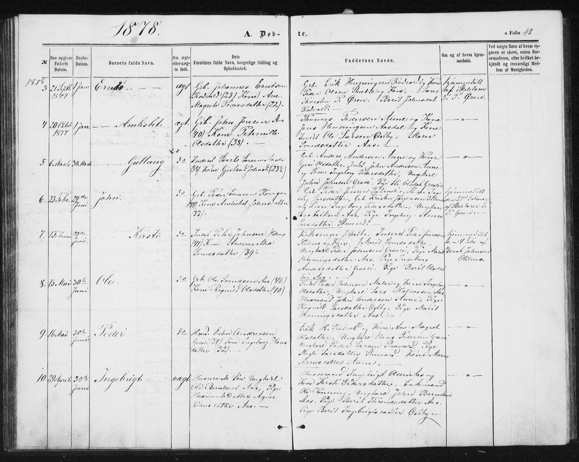 Ministerialprotokoller, klokkerbøker og fødselsregistre - Sør-Trøndelag, SAT/A-1456/698/L1166: Parish register (copy) no. 698C03, 1861-1887, p. 48