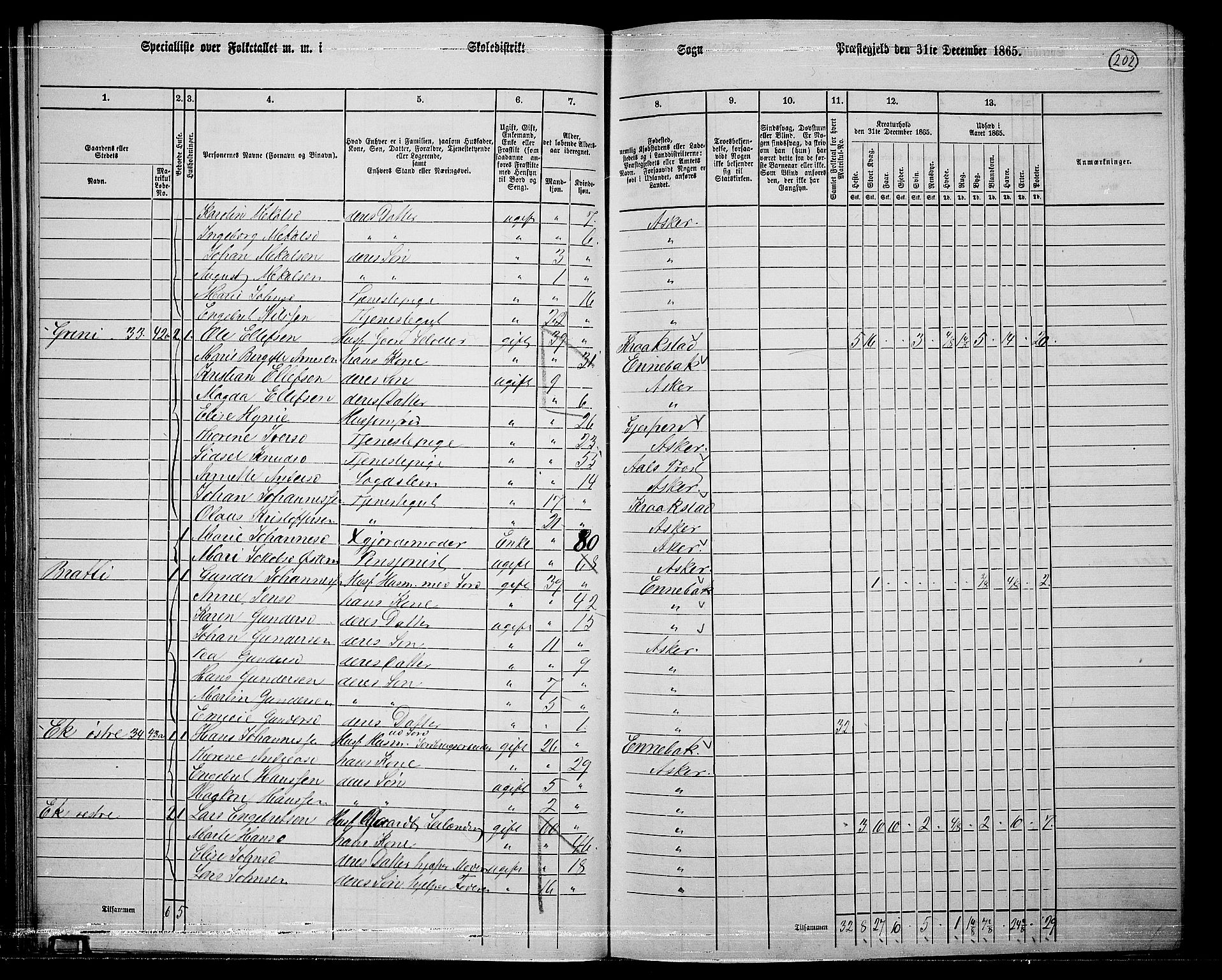 RA, 1865 census for Asker, 1865, p. 194
